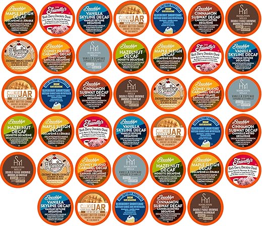 Two Rivers Coffee Decaf Flavored Coffee Pods Compatible with Keurig K Cup Brewers, Assorted Variety Pack Decaffienated Flavored Coffee, 40...