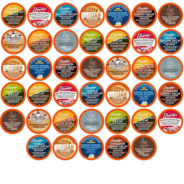Two Rivers Coffee Decaf Flavored Coffee Pods Compatible with Keurig K Cup Brewers Assorted Variety Pack Decaffienated Flavored