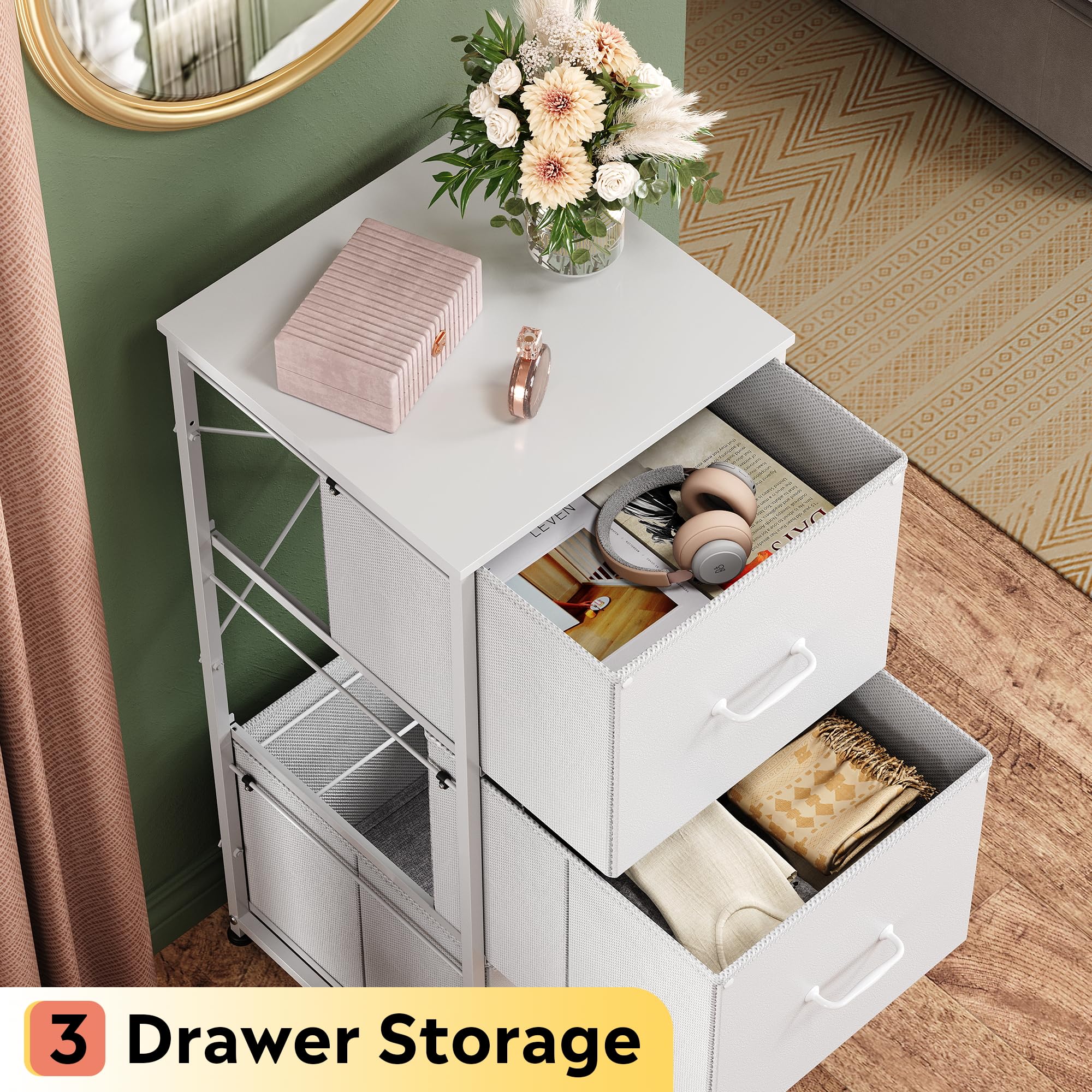 3 Drawer File Fabric Storage For Home