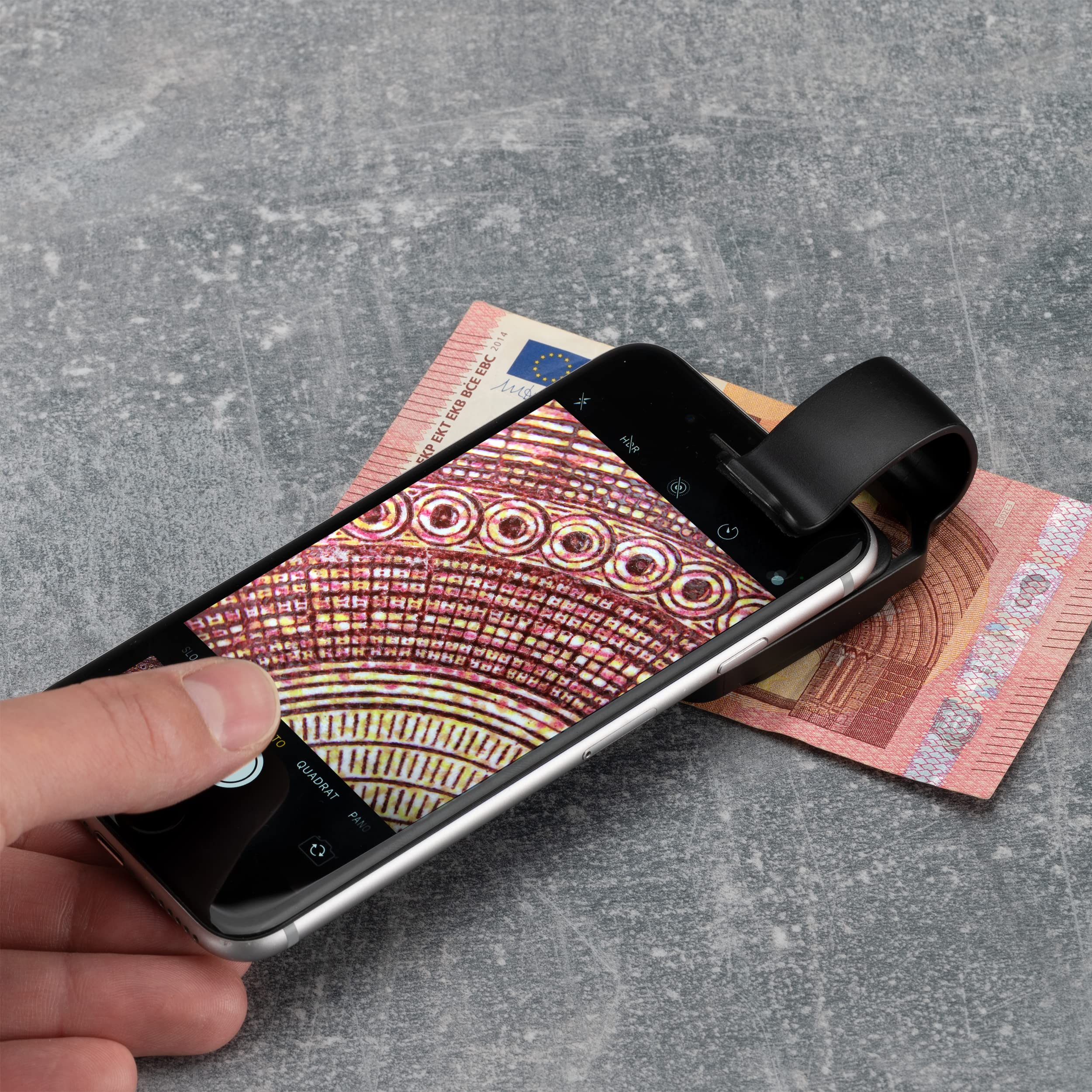 National Geographic 9118500 Microscope de téléphone Portable 200x avec CPL, 2 Modes de luminosité et Clip Universel, Compatible avec 98% des téléphones Mobiles, sans Application supplémentaire