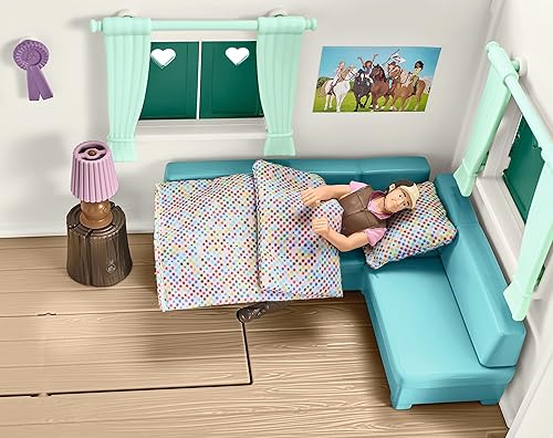 Miniatura 4 de Schleich Horse Club - 113 piezas de viaje interactivo de campamento - Juego de caravana para coche y cámper con figuras de caballo y jinete, figura