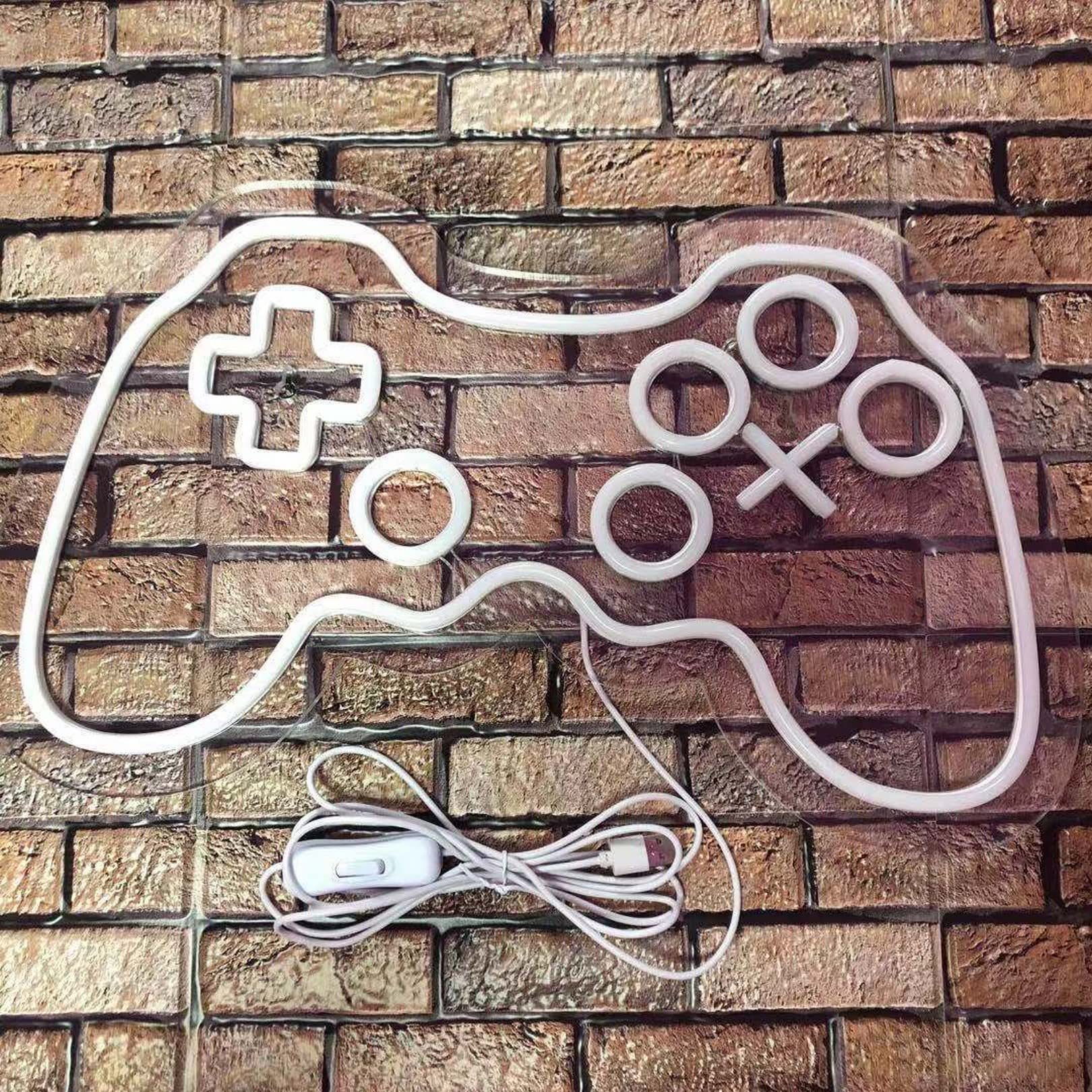 WangXLDD Neonowy znak do gier kontroler w kształcie gamepada neonowe znaki do gier oświetlenie ścienne dekoracja do pokoju gier konsola dla graczy neonowe światła dla dzieci