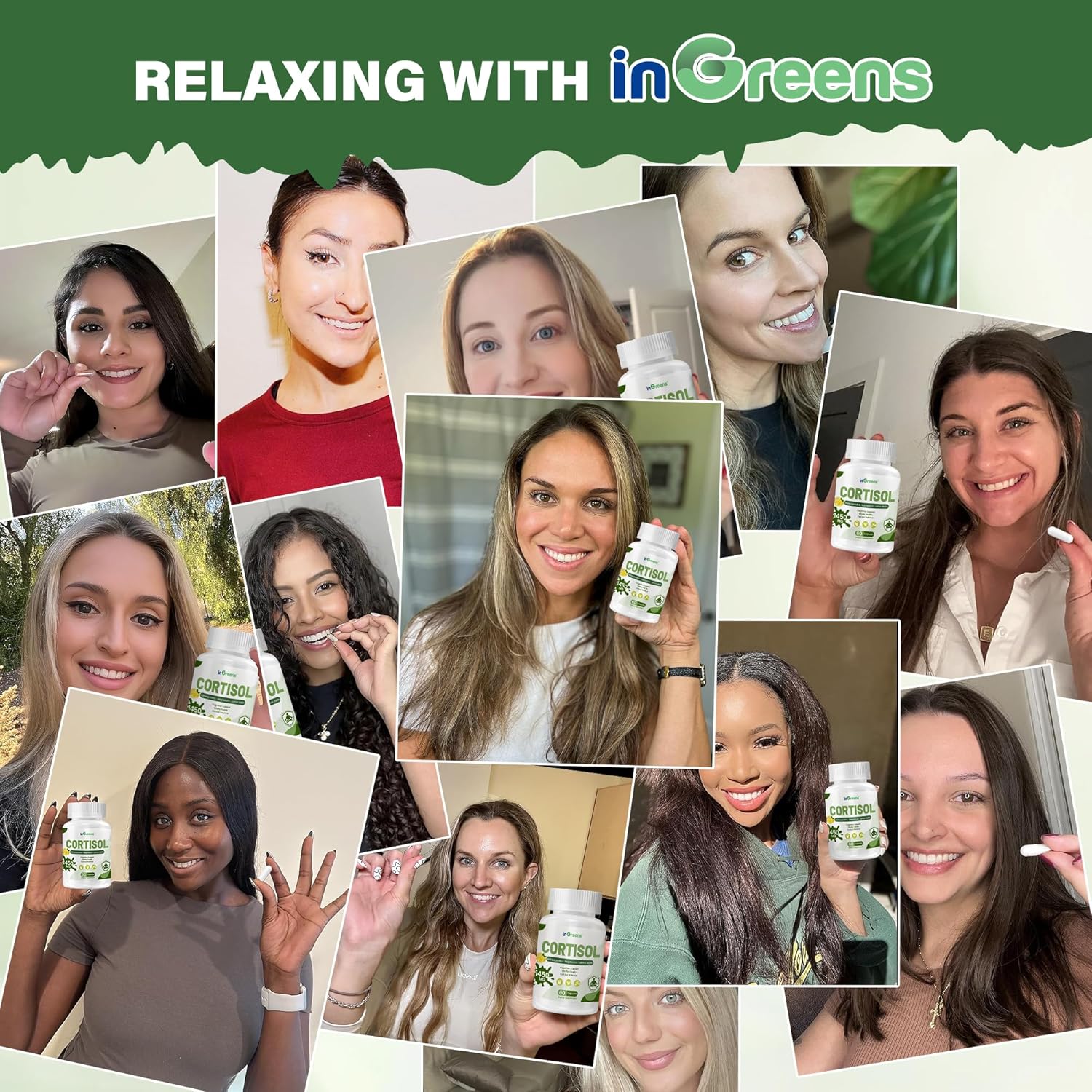 inGreens Cortisol Supplement, 15-in-1 Cortisol Manager with Ashwagandha, L-Theanine & Magnesium, Supports Cortisol Health, Relaxation & Restful Sleep, 120 Capsules