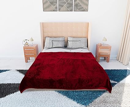 Tisha - AC Blanket Double Bed King Size Mink Woollen for Heavy Winter Ultra Soft Super Warm Panipat Made Kambal Cotton Quilt Single Piece Brown-230 * 255