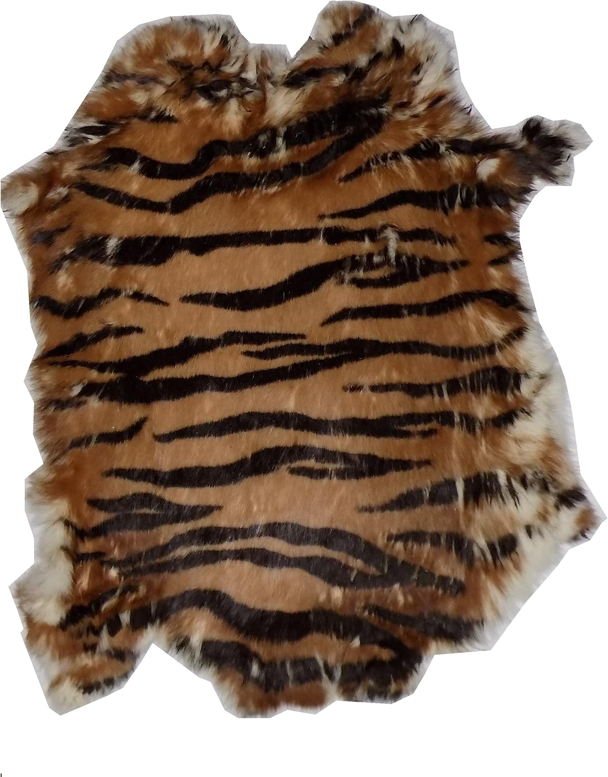 Tiger Print Tanned Rabbit Fur Hide (10" by 12" Rabbit Pelt With Sewing Quality Leather)