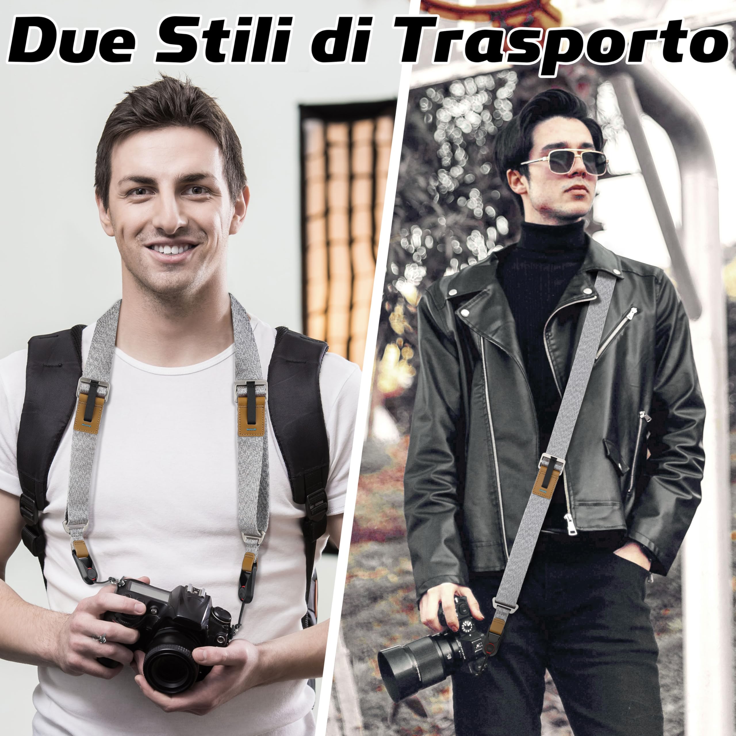 Sunya Tracolla per Fotocamera con sgancio rapido, realizzata in nylon avanzato, regolabile con una mano, compatibile con tutte le fotocamere, carico massimo 90 kg.