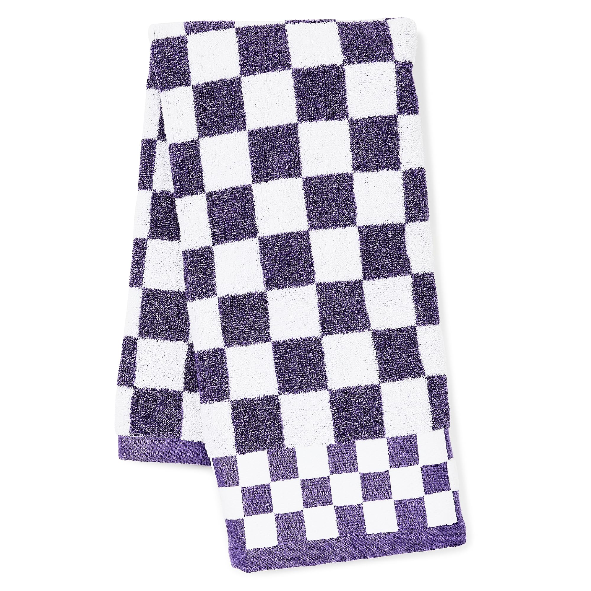MACKENZIE-CHILDS Hand Towel, Cute Decorative Hand Towel for Bathroom and Kitchen, Purple-and-White Plum Check