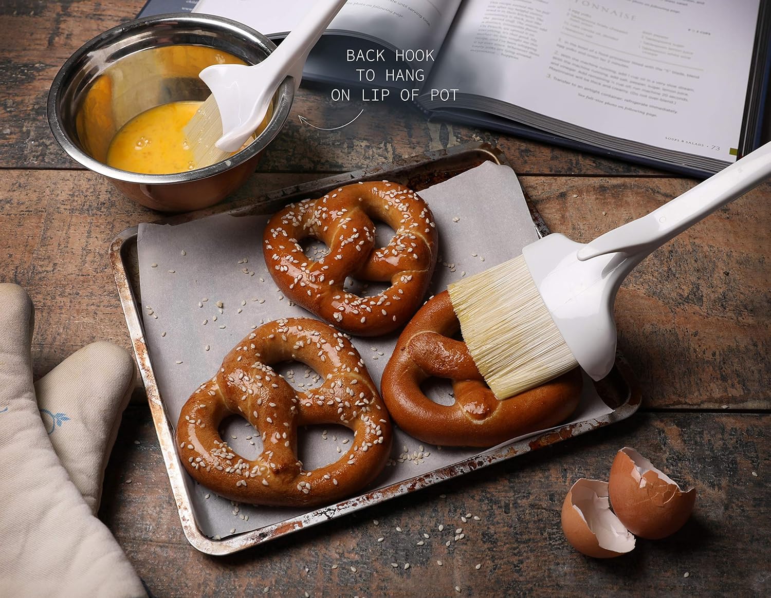 Set Of 2 - Pastry Brushes Basting Brush, Natural Boar Bristles, Plastic Hook Handle, Heat Resistant Bristles Up To 500°F (260°C) for Grill BBQ Cooking Baking Baster (3-Inch, and 2 -Inch): Home & Kitchen