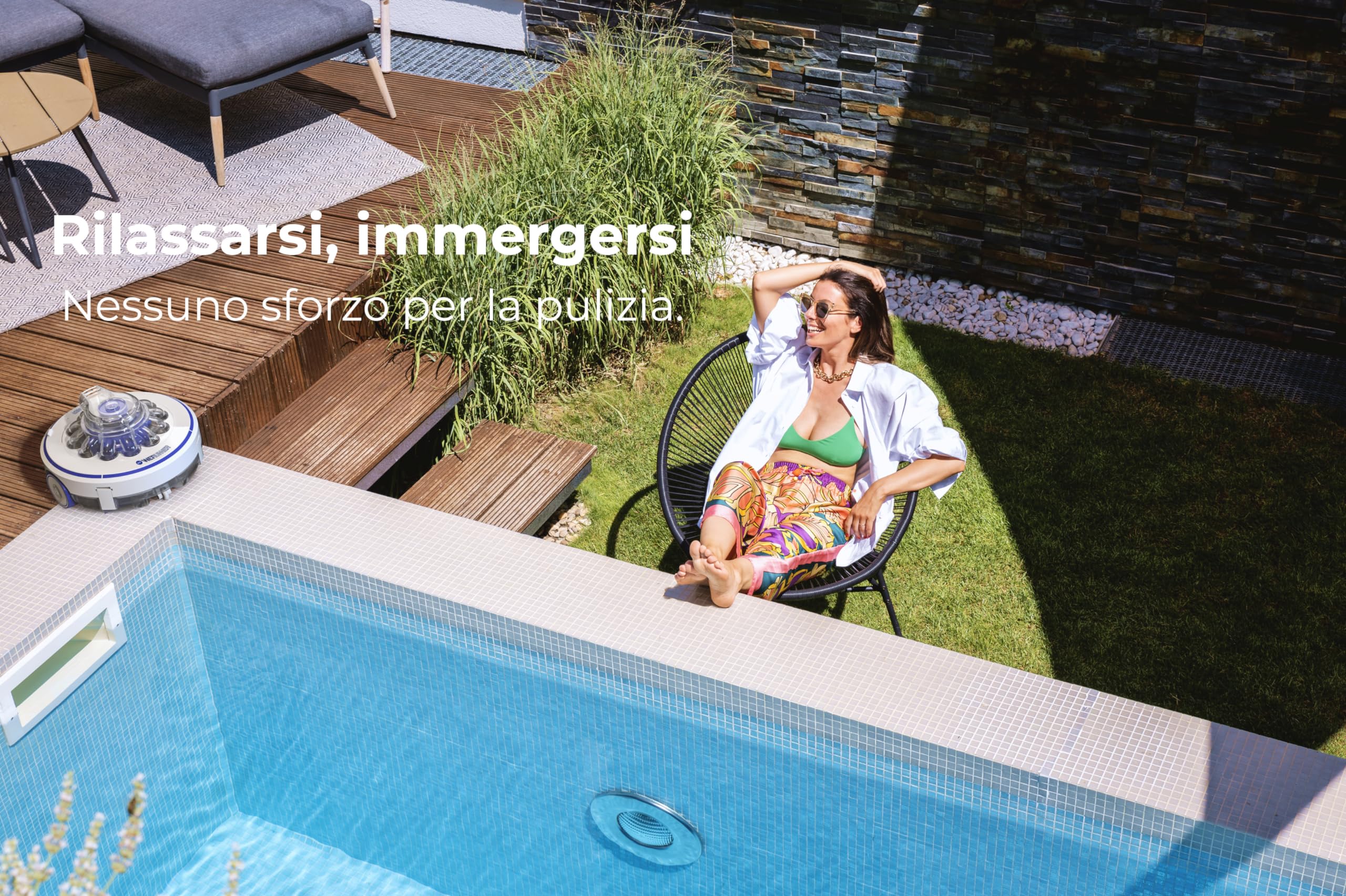 GRE RBR60. Pulitore per piscine senza fili, autonomia di 60 minuti, per piscine fino a 35 m²