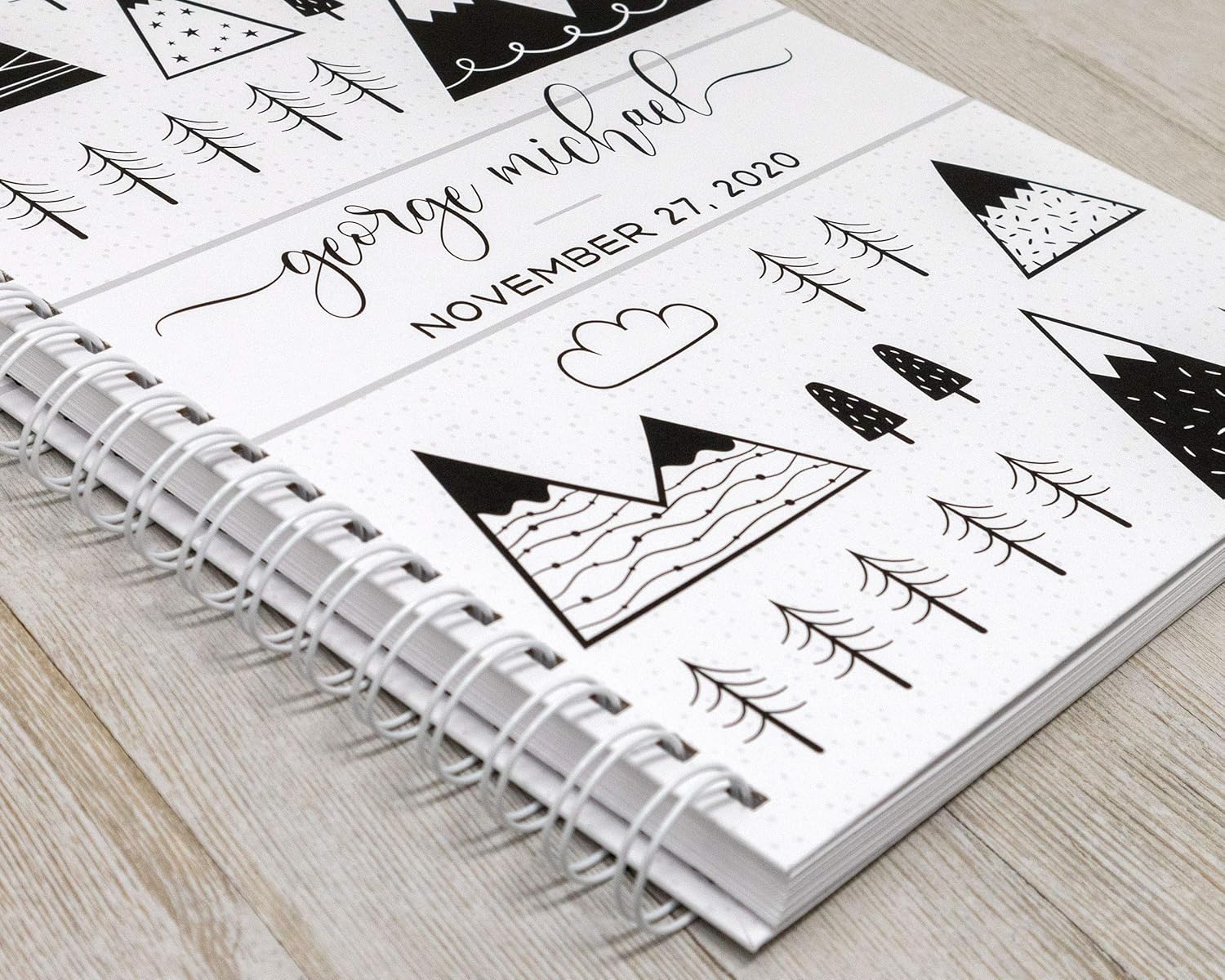 Personalized Baby Memory Book - Hardcover First Year Album Customized with Baby’s Name - Prompted Baby Journal (Black & White Mountains)