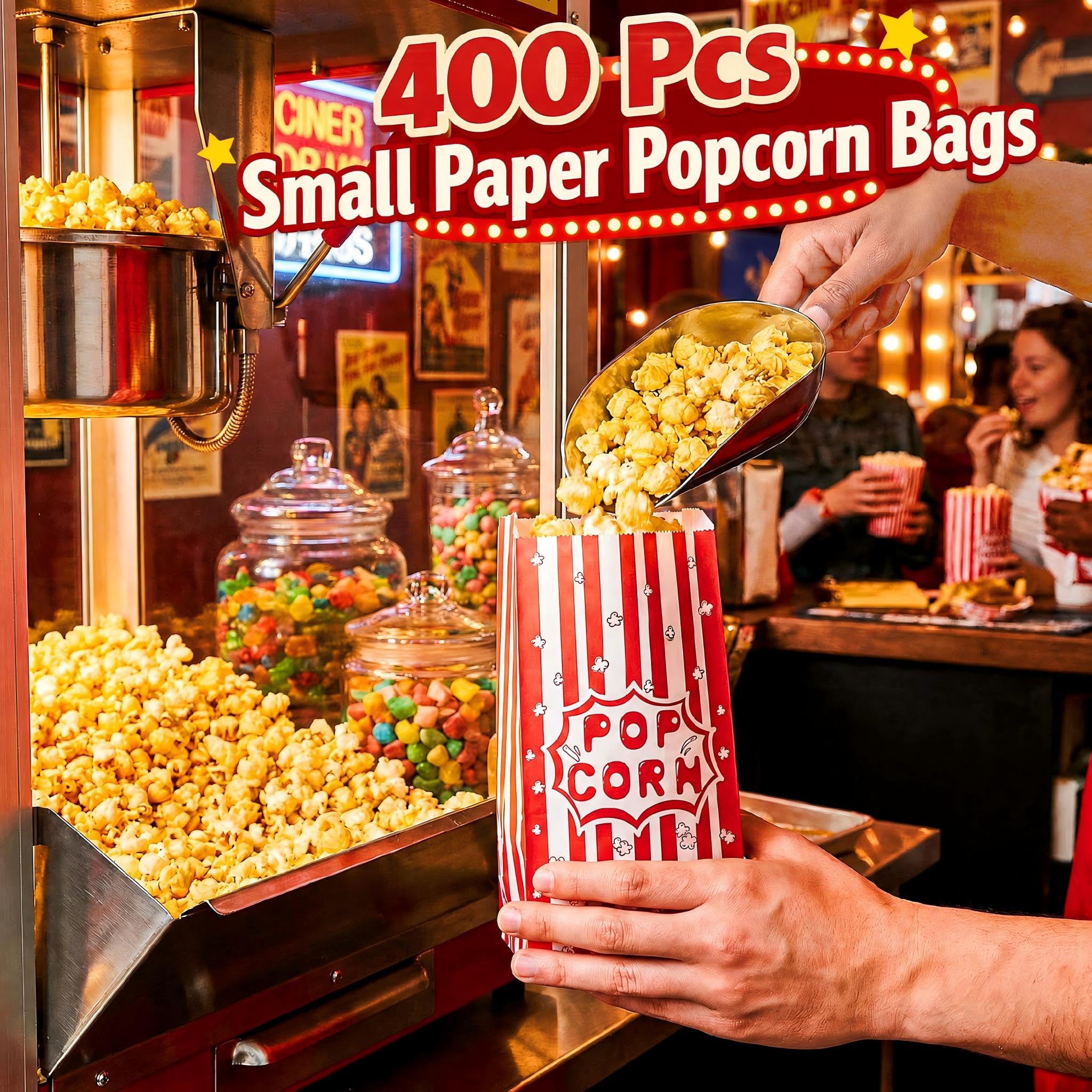 400 Stück kleine Popcorn-Tüten, 28 ml, Papier-Popcorn-Tüten für Popcorn-Maschine, fettdichte Popcorn-Behälter, Becher für individuelle Portionen, Party, Filmabend