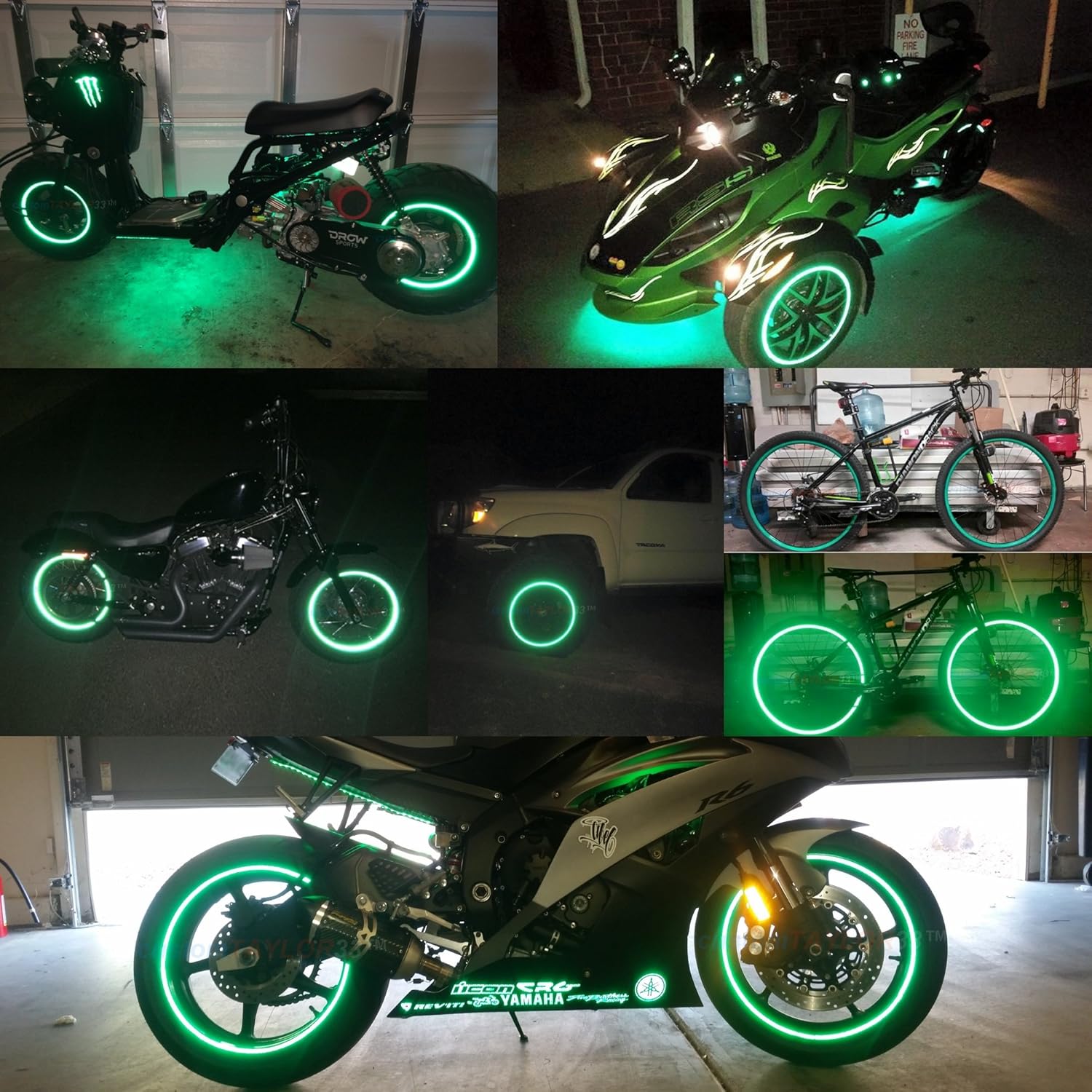 customTAYLOR33 (All Vehicles Green High Intensity Grade Reflective Copyrighted Safety Rim Tapes (Must Select Your Rim Size), 26" (Rim Size)