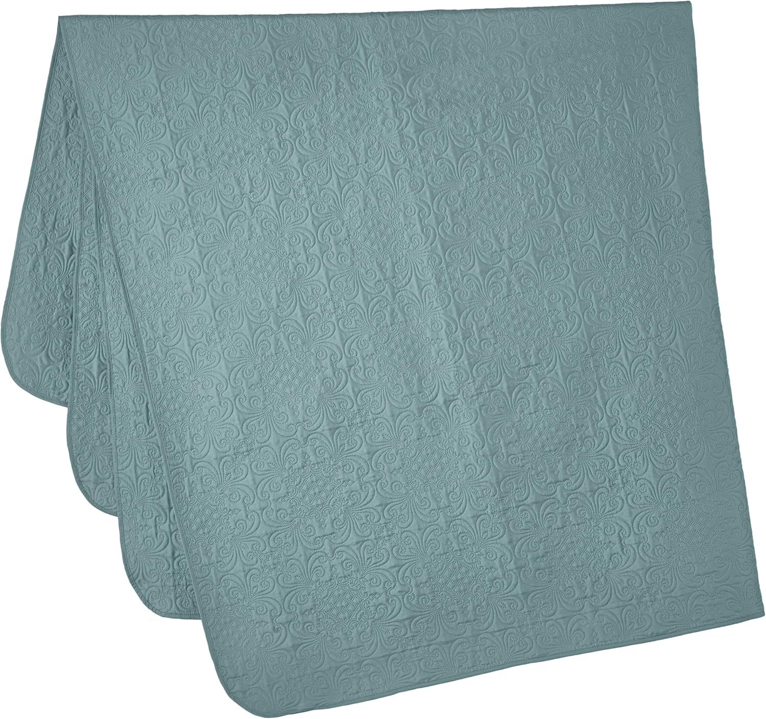 Chezmoi Collection Luca 3-Piece Oversized Bedspread Set, King Size, Spa Blue - Summer Quilt Lightweight Microfiber Bedspread 118 x 106 - Floral Medallion Pattern Coverlet for All Season