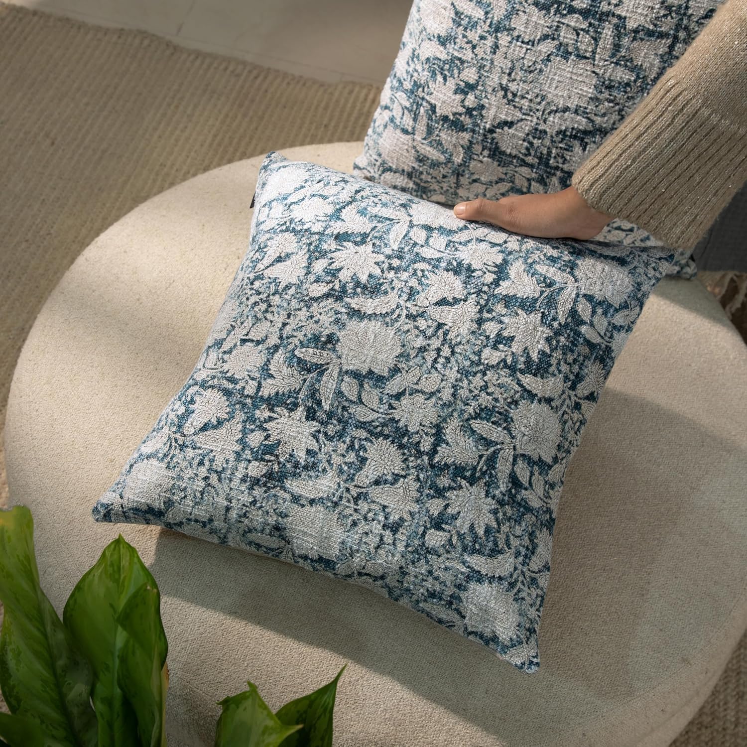 Decorative Throw Pillow Covers, Set of 2 (Denim Blue, 18" x 18" (Pack of 2))