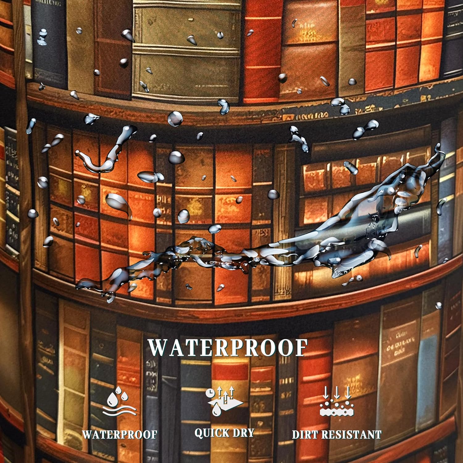 Retro Wooden Bookshelf Pattern Laundry Hamper Books Laundry Basket With Handles Foldable Oxford Cloth Funny Tote Bag Clothes Toy Storage Bucket 18.9"x16.5" For Bathroom/Laundry/Bedroom