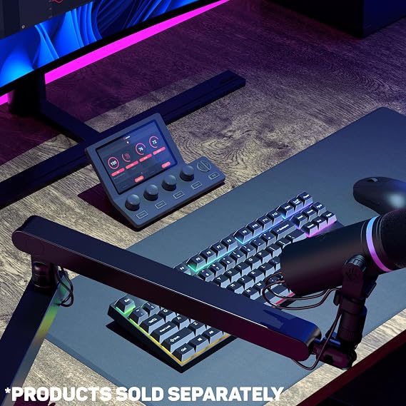 BEACN Mic Stand (Dark) - Low Profile Adjustable Boom Arm, 360 Mount