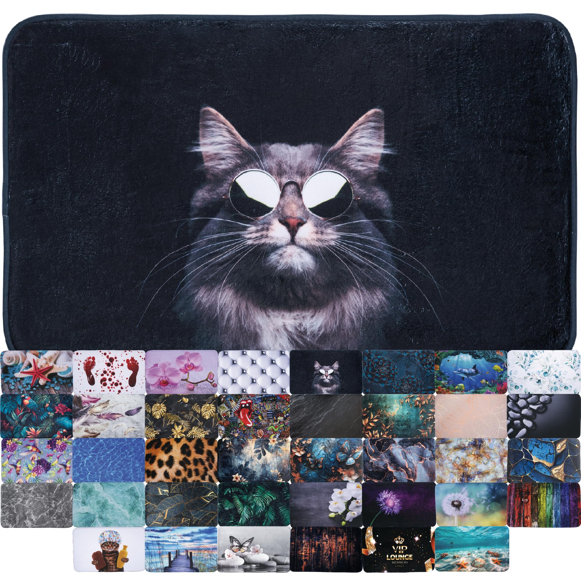 Sanilo Bath Rug I Wide Choice of Beautiful Non-Slip Bath Mats I I Super soft I Quick-drying I Washable (Cool Cat, 50 x 80 cm)