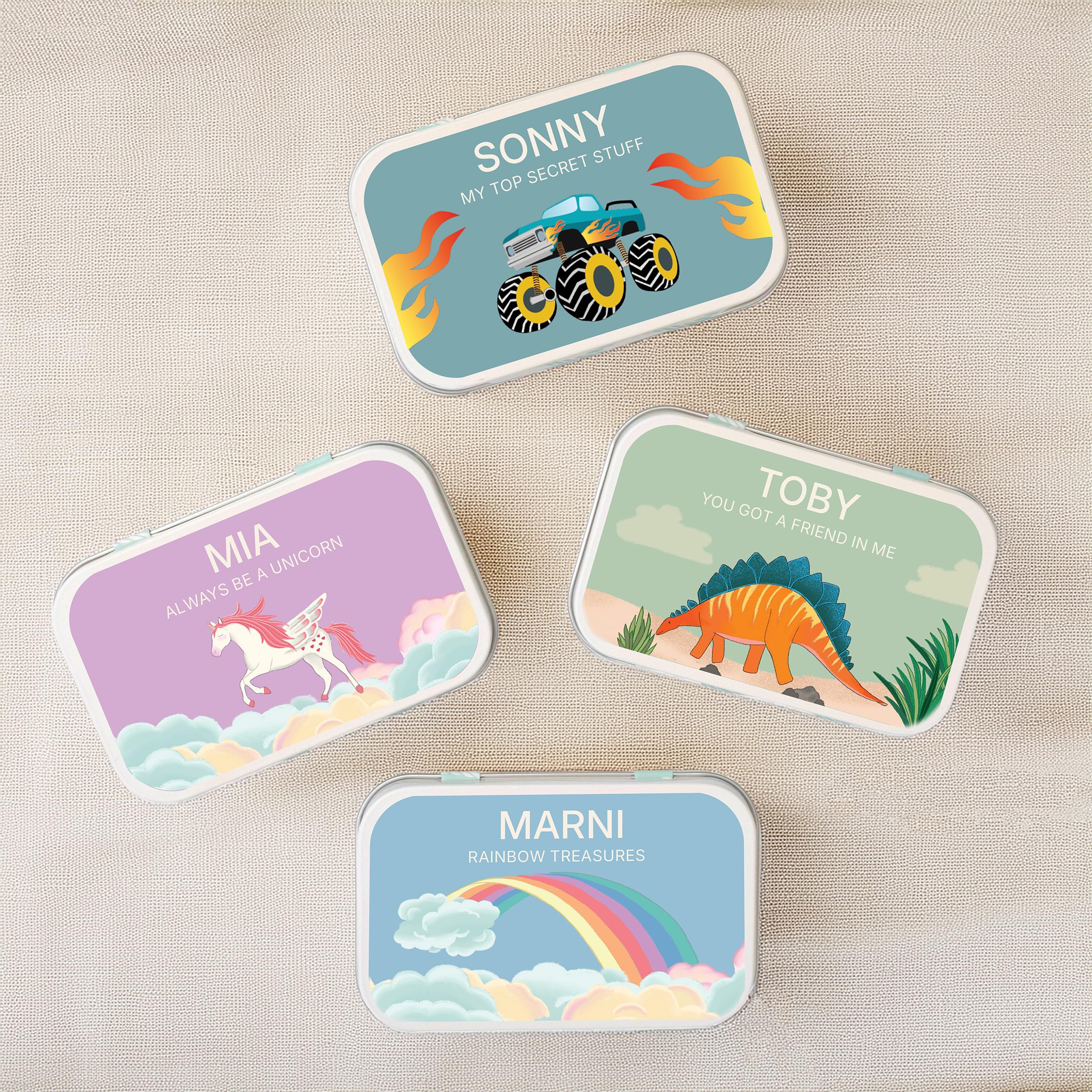 COTTON TWIST Personalised Keepsake Tins Metal Storage Box, Multi