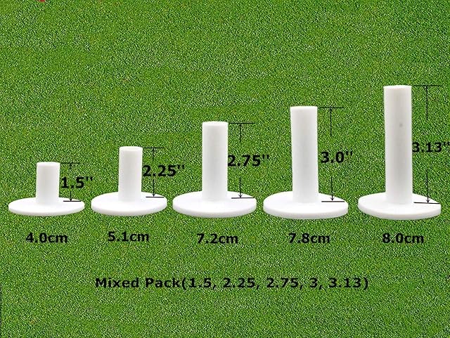 FINGER TEN Golf Rubber Tees for Driving Range Mats Value 5 Pack, Mixed Size or 5 Same Size Color White and Black Durable for Practice Mat Top Holder fit Indoor Outdoor