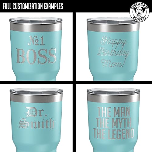 Miniatura 3 de Vaso de acero inoxidable aislado con tapa de 30 onzas (17 colores) con recubrimiento en polvo, grabado personalizado, nombre de mensaje de texto