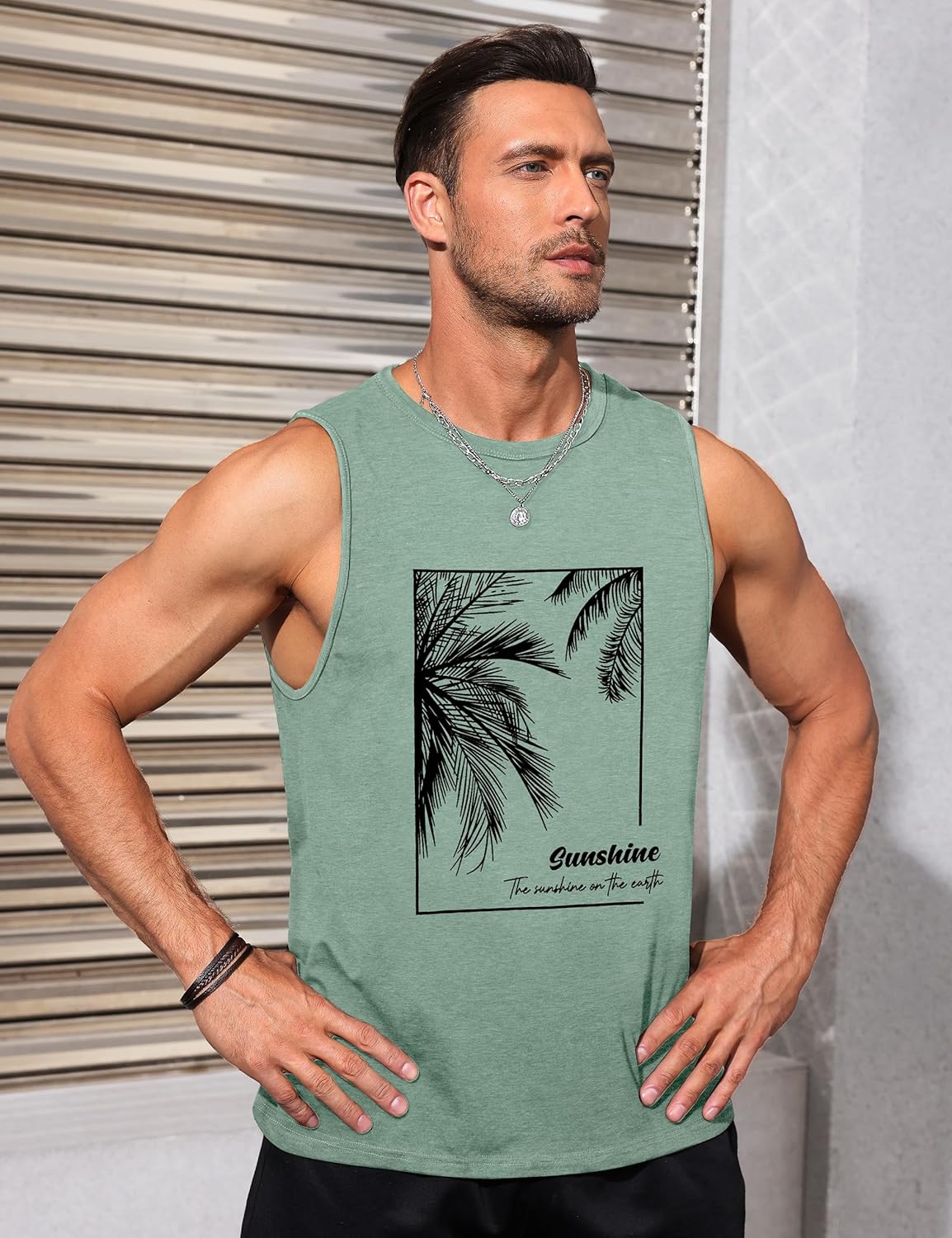 Mens Tank Tops Beach Summer Sleeveless Shirts Graphic Palm Tree Vacation Tanks Muscle Gym Tank Top - Image 3