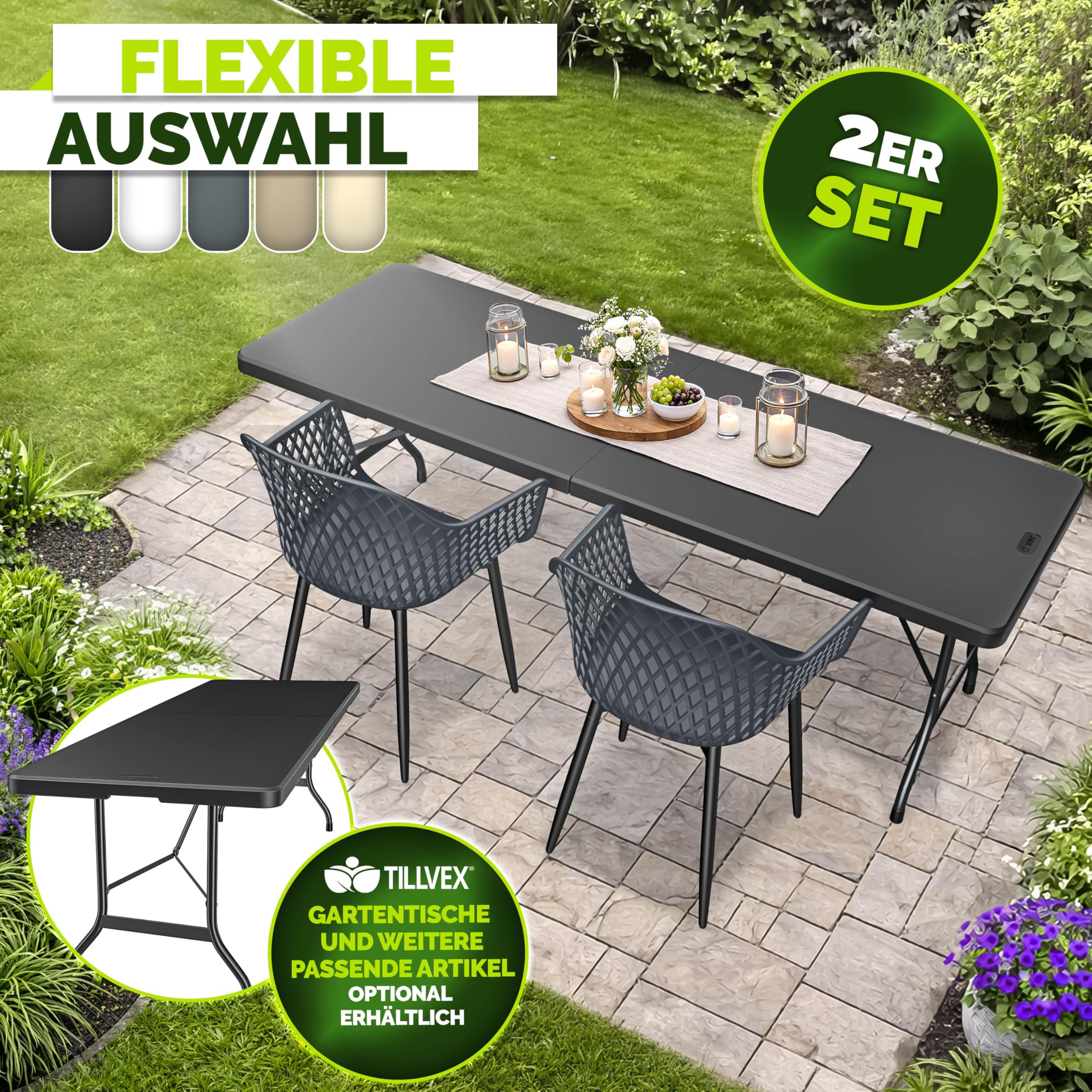 tillvex Garden Chairs Set of 2 Weatherproof with Armrests Outdoor Chairs Maximum Load 120 kg Garden Chairs UV-Resistant Patio Chair Garden Furniture Patio Balcony Outdoor Garden - 3