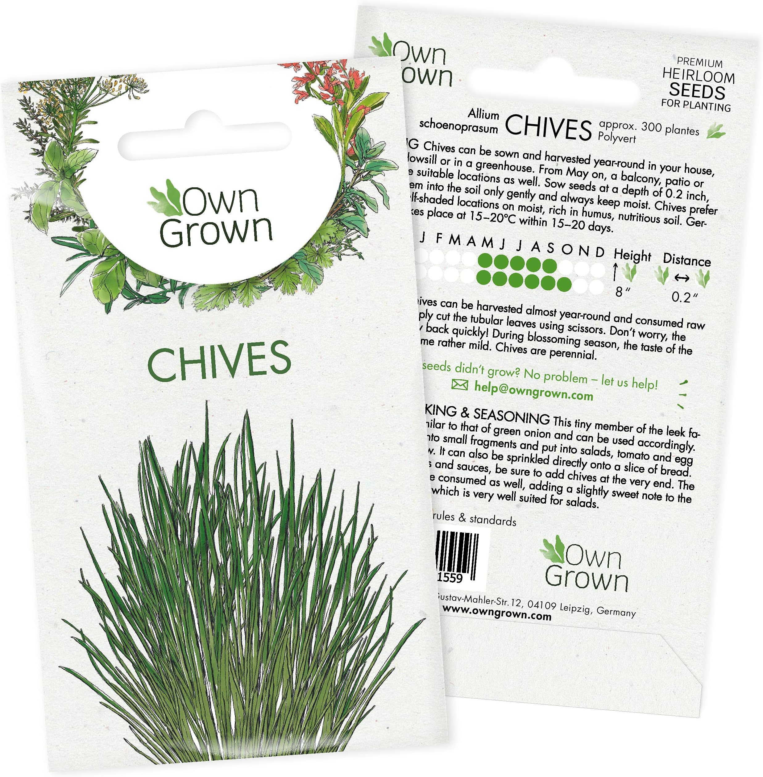 Chive Seeds (Allium schoenoprasum), Perennial Herb Plants for Planting Indoor and Garden, Grow Your own Chive Plant: Herb Seeds for About 400 Chive Plants by OwnGrown
