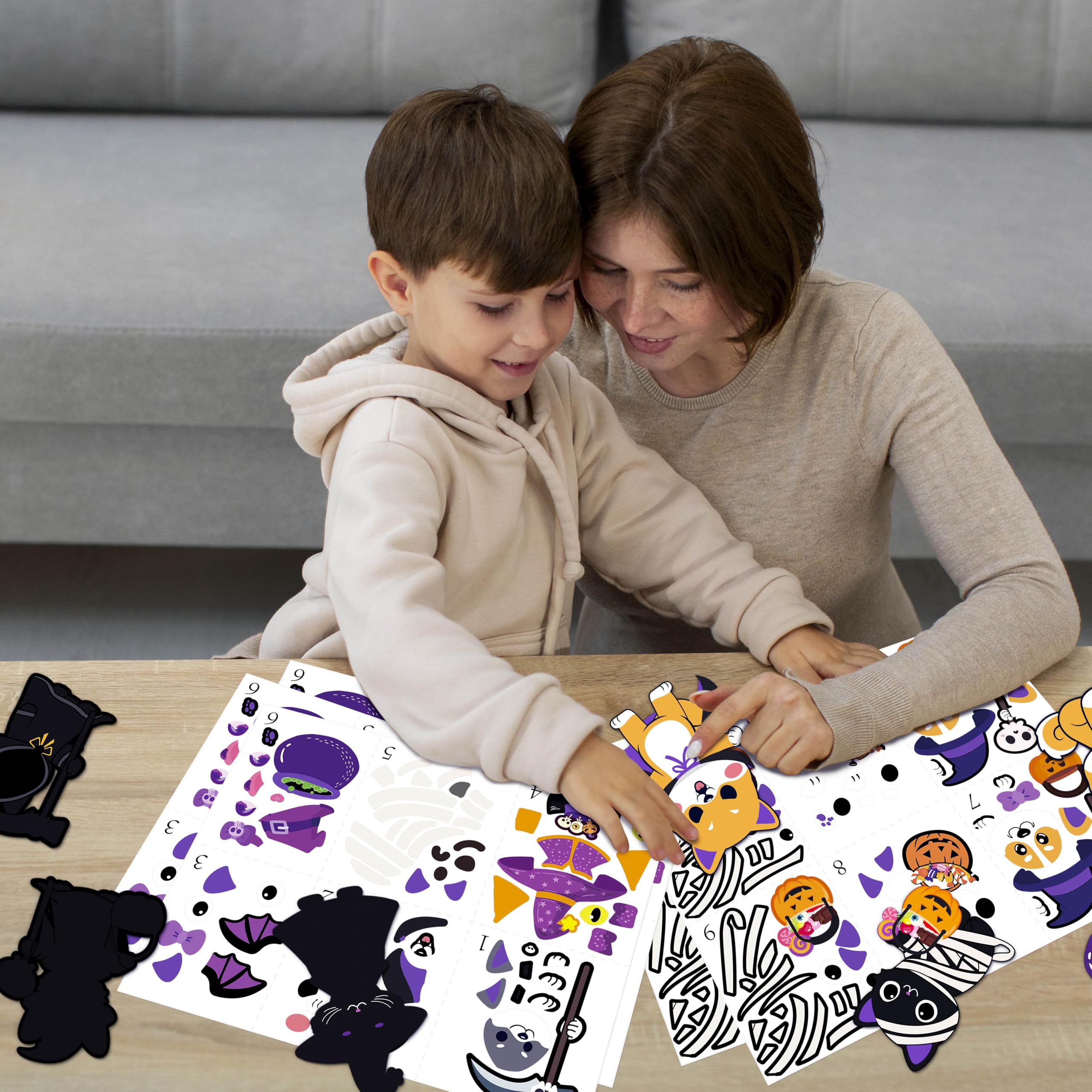 Lot de 36 autocollants d'Halloween pour enfants : kit d'aimants à faire soi-même, créez votre propre ensemble d'autocollants d'art et d'artisanat, activités d'automne pour la maternelle et la salle de