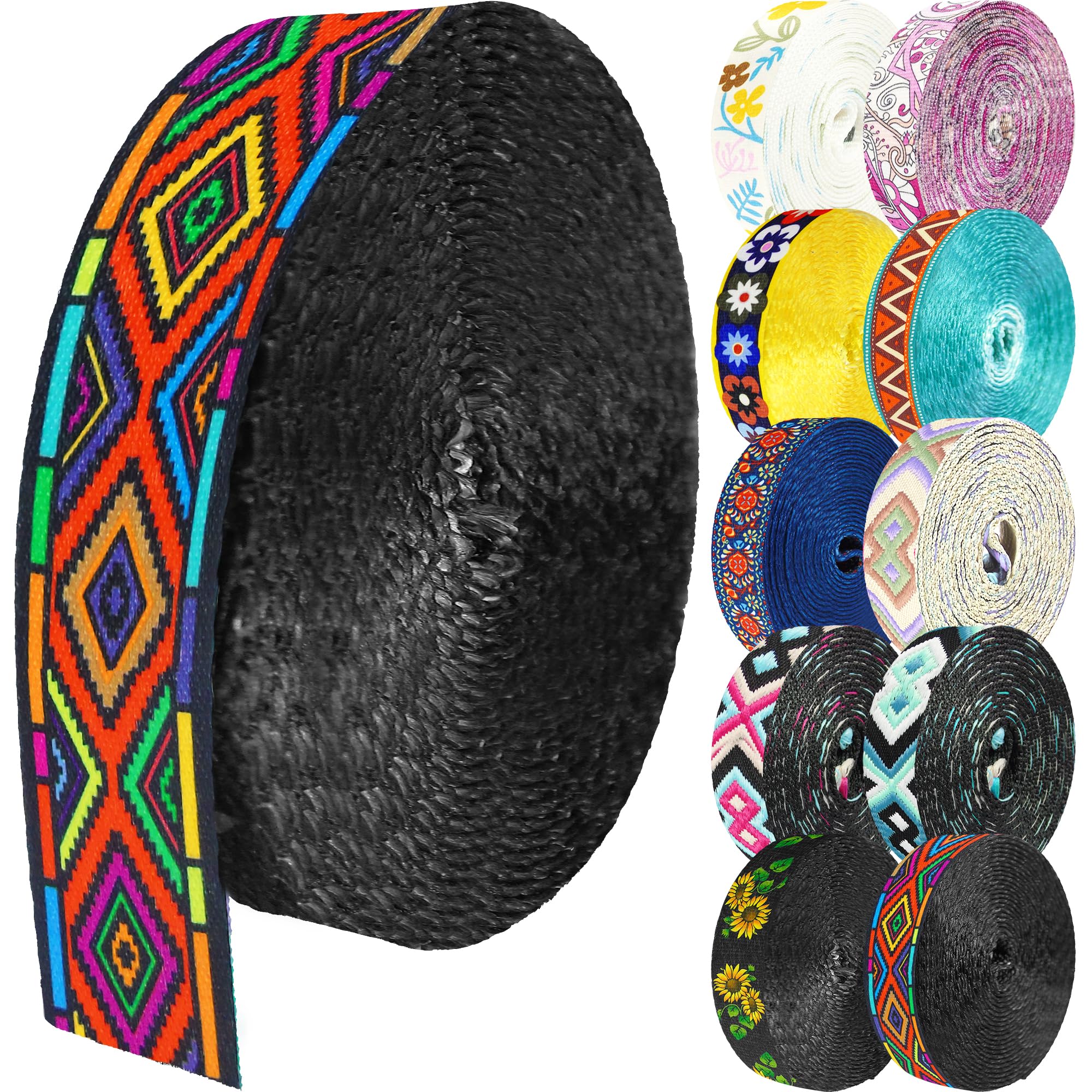 Grosun 1.5 inch Patterned Nylon Webbing Belt Webbing Straps Purse Straps Backpack Straps Nylon Belt