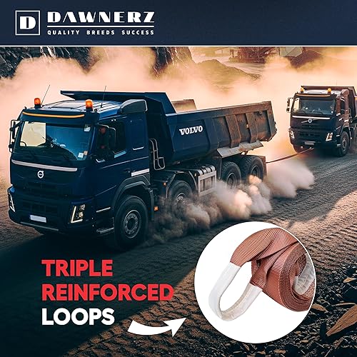 Miniatura 6 de Dawnerz - Correa de remolque resistente de 20 pies, 110000 libras, cuerda de remolque de 19.7ft, 55 toneladas de EE. UU. para camiones y autobuses