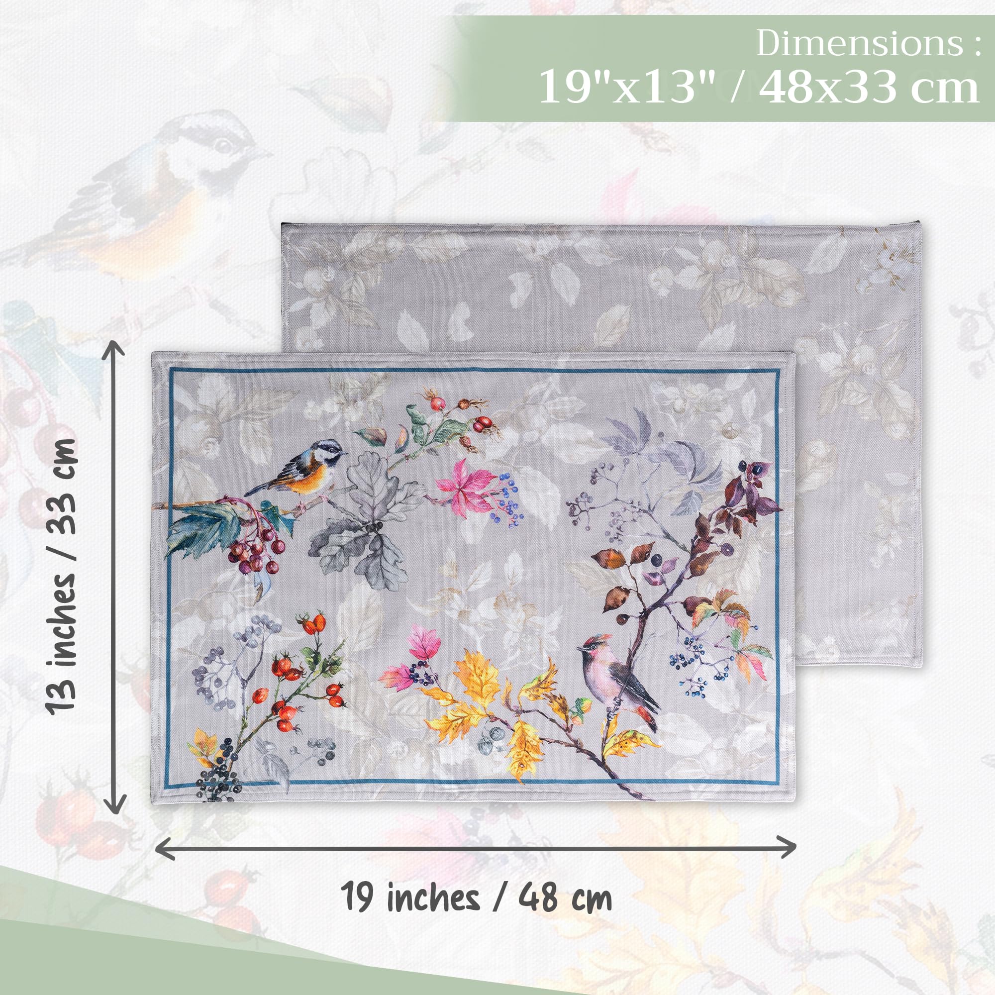 Maison d' Hermine Sets de Table 100% Coton (33 cm x 48 cm, Lot de 4)