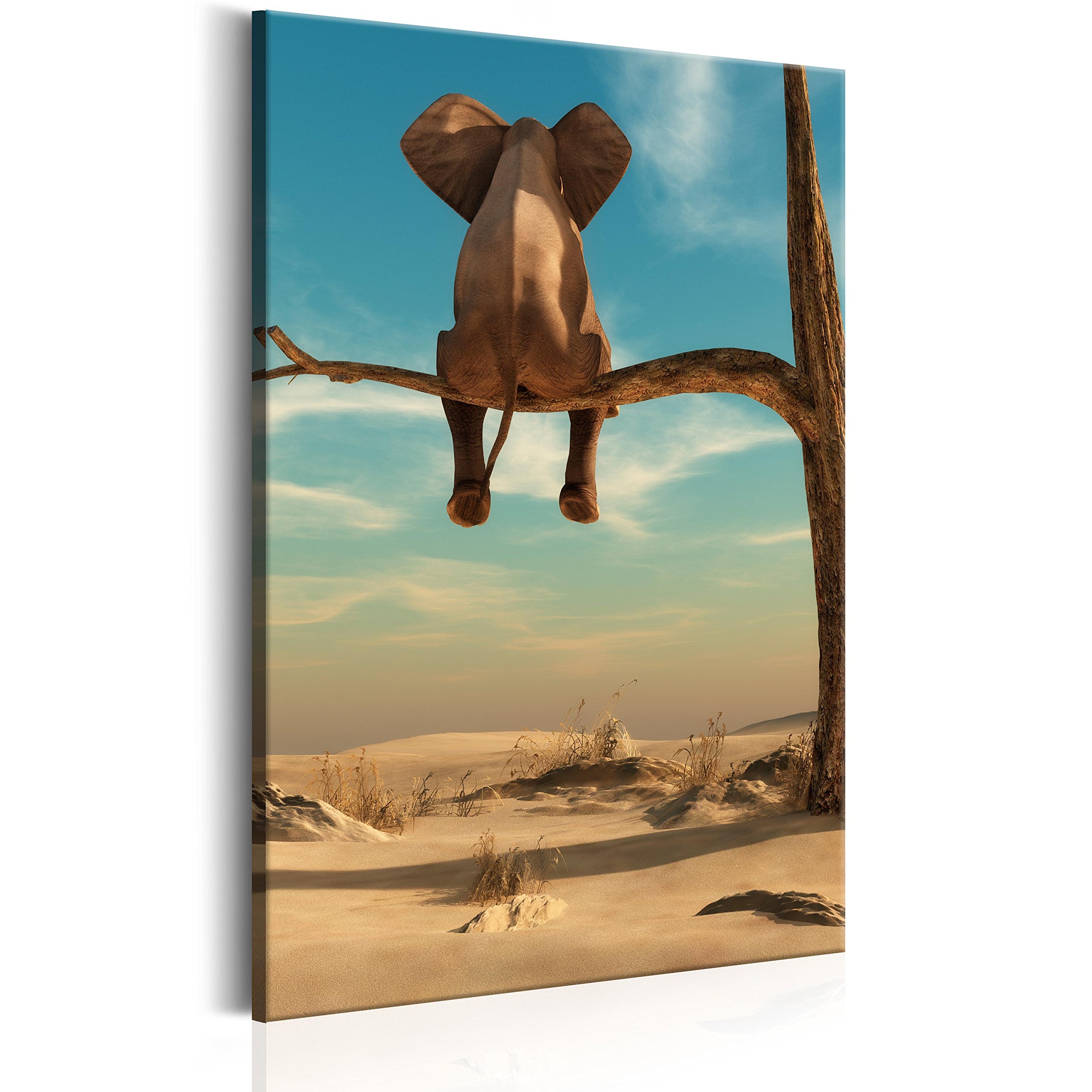 artgeist Acoustic Canvas Wall Art Print Elephant 24x35 in - 1pcs Picture with Acoustic Foam Sound Print Artwork Room Acoustics Soundproofing Animals Nature g-B-0033-b-b