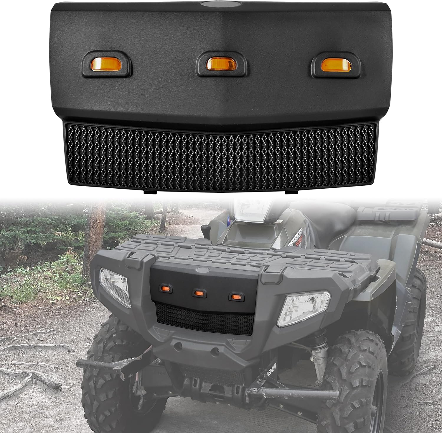 SAUTVS Front Panel Bumper for Polaris Sportsman 400 450 500 600 700 800 X2 05-10, Front Bumper Cover Plate for Polaris Sportsman 400 450 500 600 700 800 X2 2005-2010 Accessories, Replace # 5435357-070