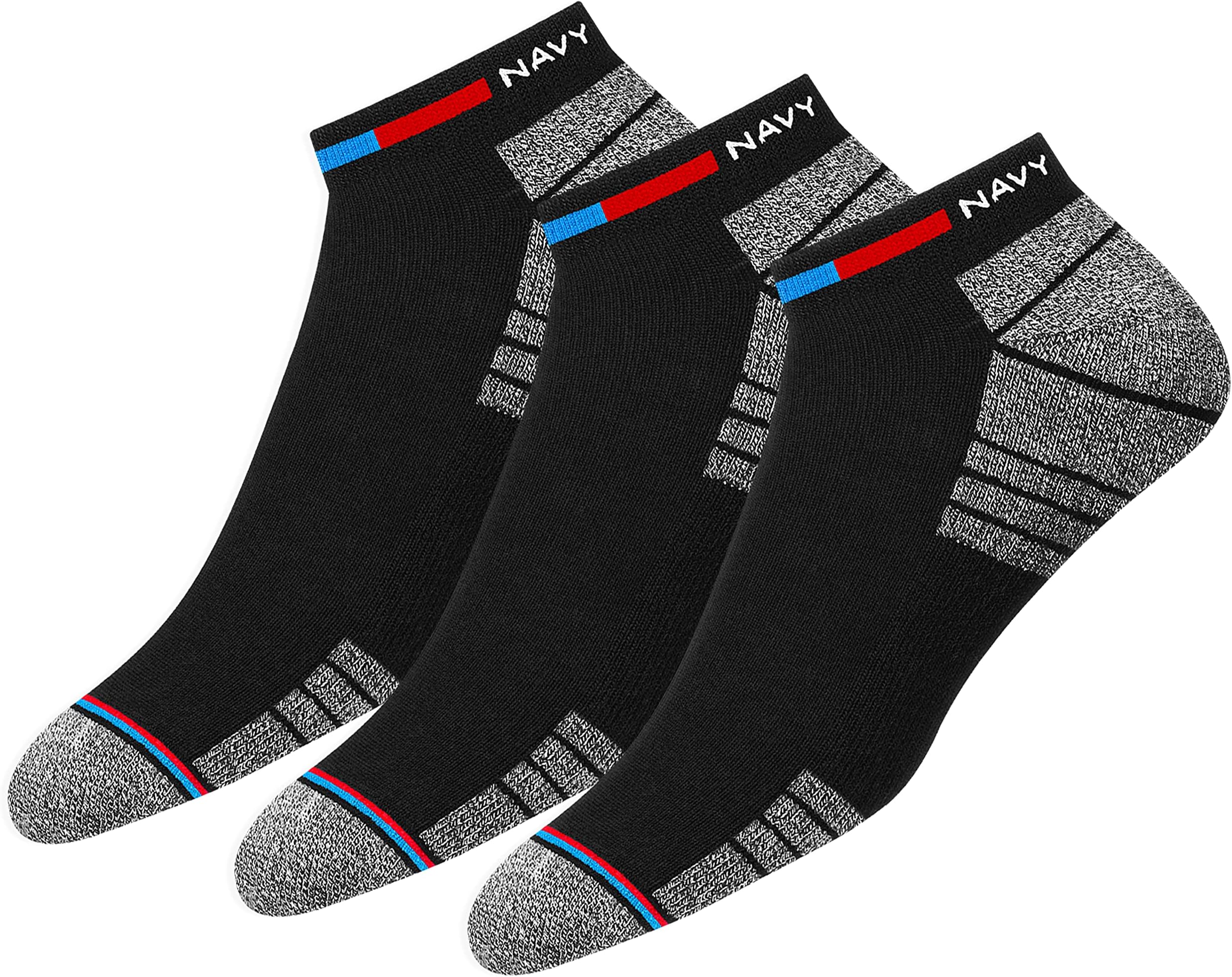 NAVYSPORTOriginals Socks Unisex Low Cut Cushioned Cotton Ankle Socks for Men Women, Pack of 3, Free Size
