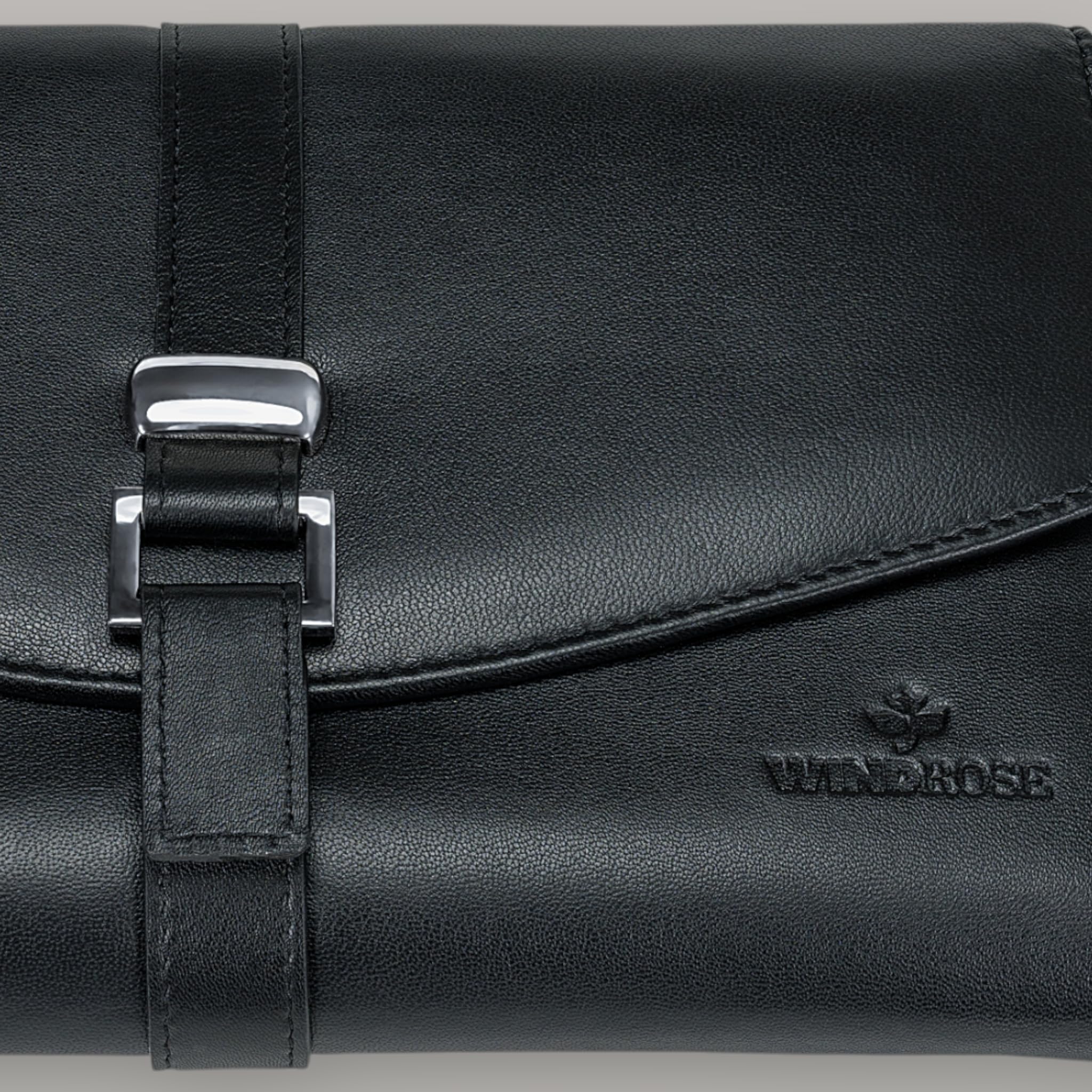 Windrose boîte à bijoux Nappa Jewellery Roll Black noir