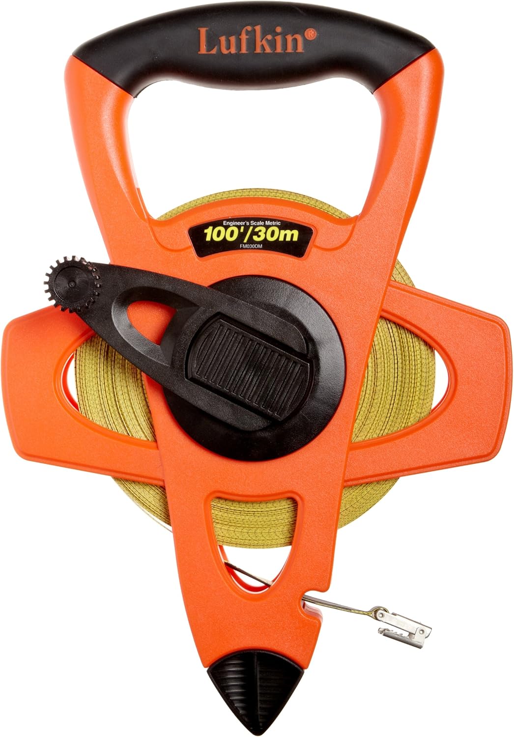Lufkin FM030DM 13mm (1/2") x 30m (100') Engineer's Hi-Viz Orange Fiberglass Tape Measure in 10ths & 100ths of Feet & Metric