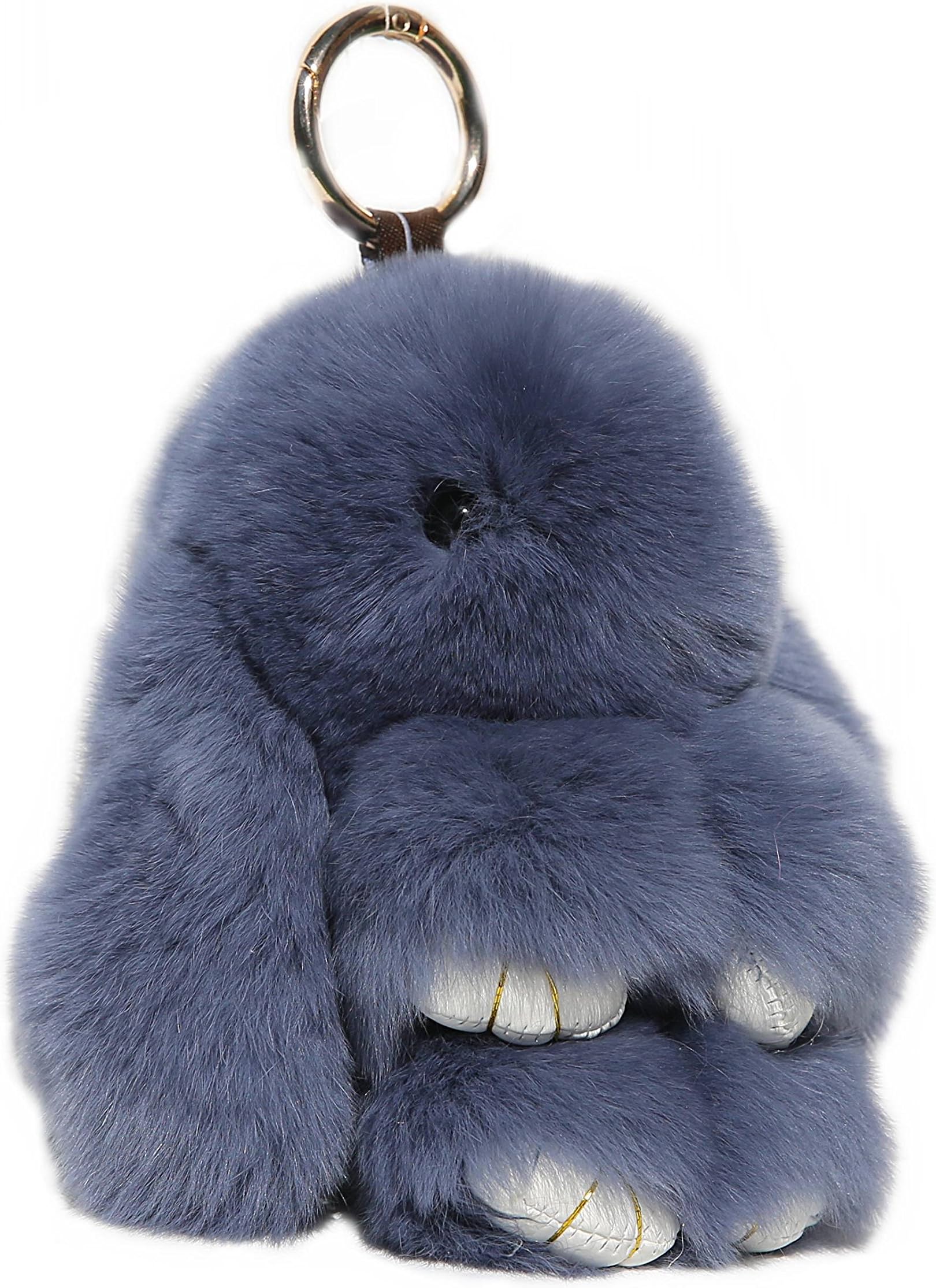 Handmade Rex Rabbit Fur Bunny Keychain GiftBox