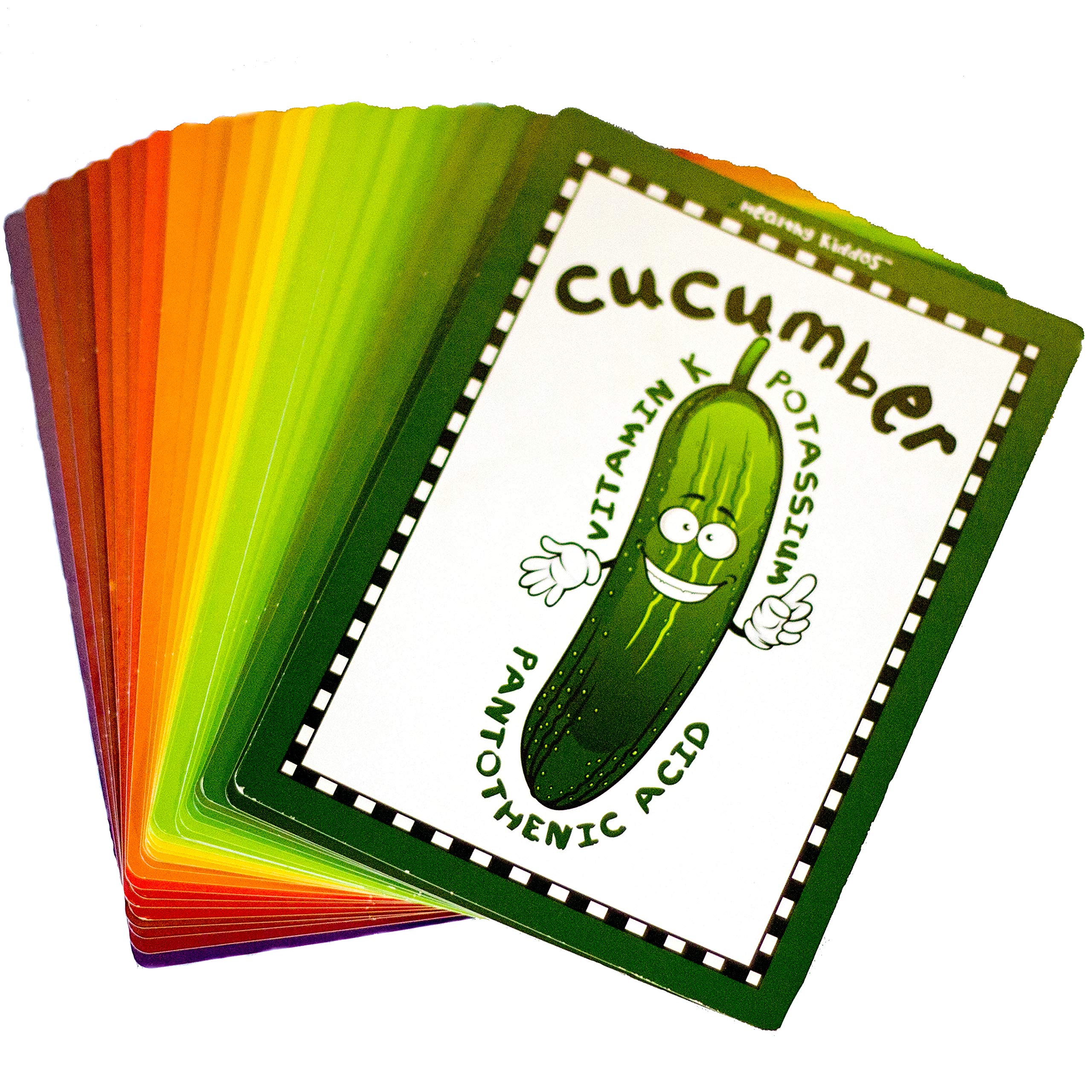 Healthy Kiddos Fruit & Vegetable Food Flash Cards | 24 Educational Nutrition Facts Kids Ages 2+ | Learning Picture Cards for Toddlers