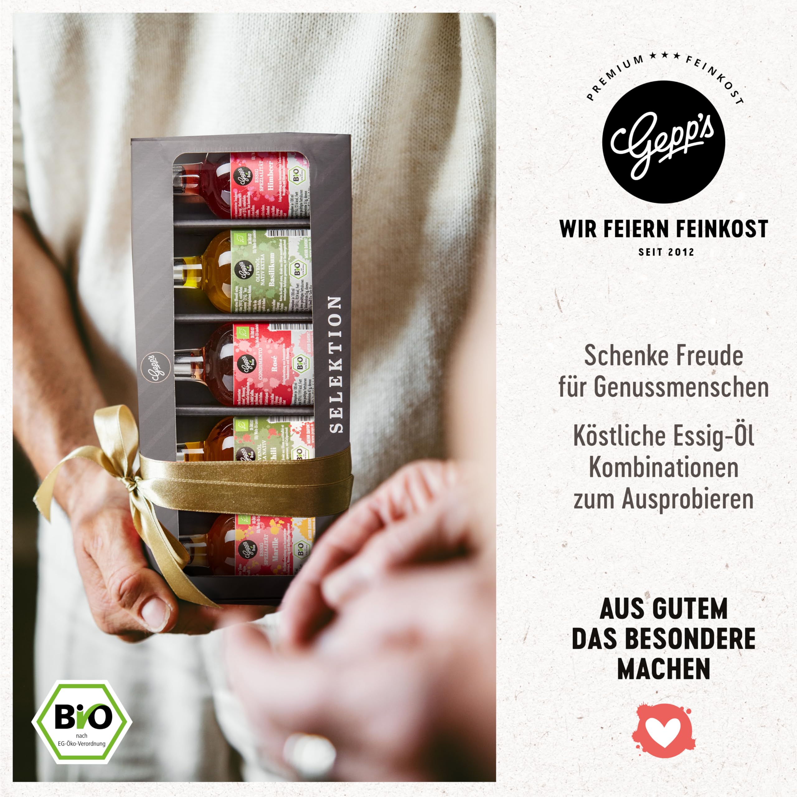 Gepp’s Feinkost Bio Essig und Öl Probier- & Geschenkset 5 x 50ml