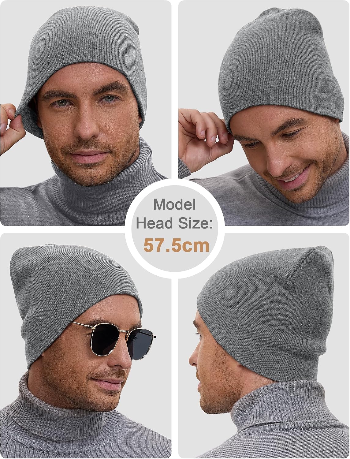 100% Cotton Beanie Hat for Men Women - Soft Unisex Winter Knit Skull Cap, Stretch Fit Fashion Fisherman Beanie