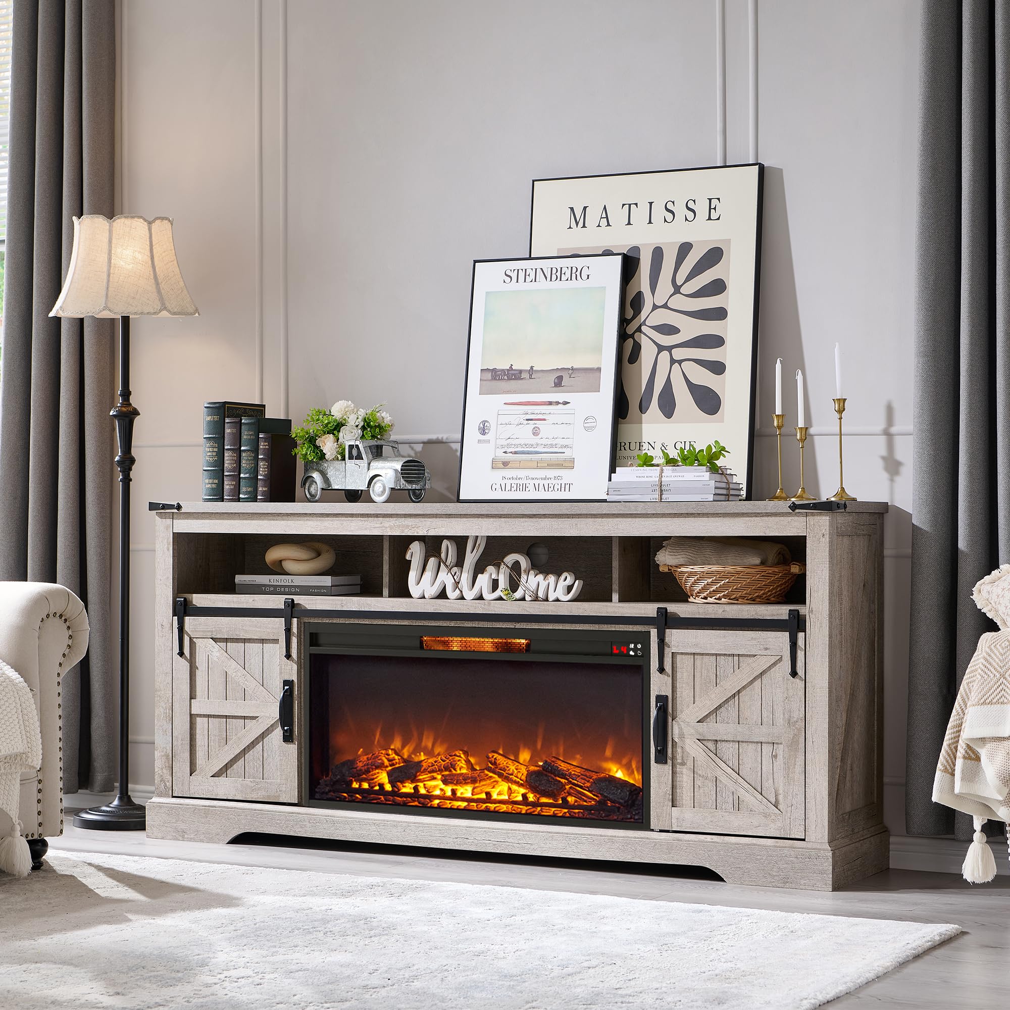 Amazon.com: OKD Fireplace TV Stand for 80 Inch TV, 33
