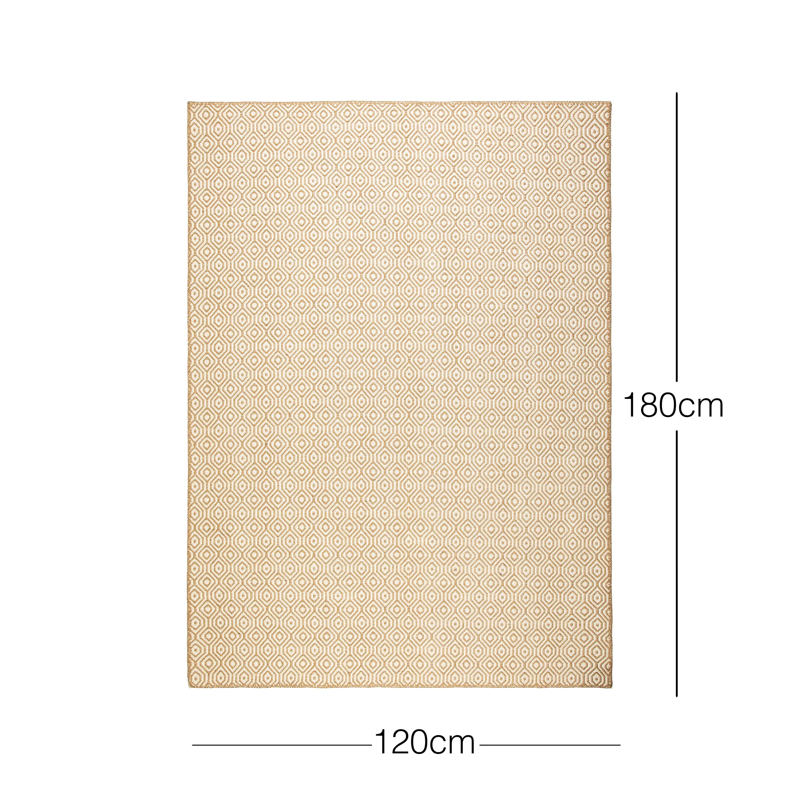 Ocean Home Textile Ekru Renk Karo Desenli Jüt Halı Kilim 120 x 180 cm