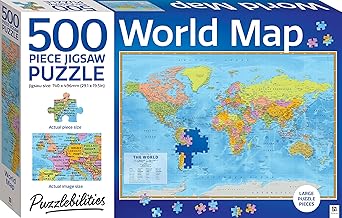 Hinkler - Puzzlebilities World Map 500-Piece Jigsaw Puzzle - Educational Home Learning Puzzle - Kids Toys - Gifts for 6 Year Olds - STEM Toys for Kids