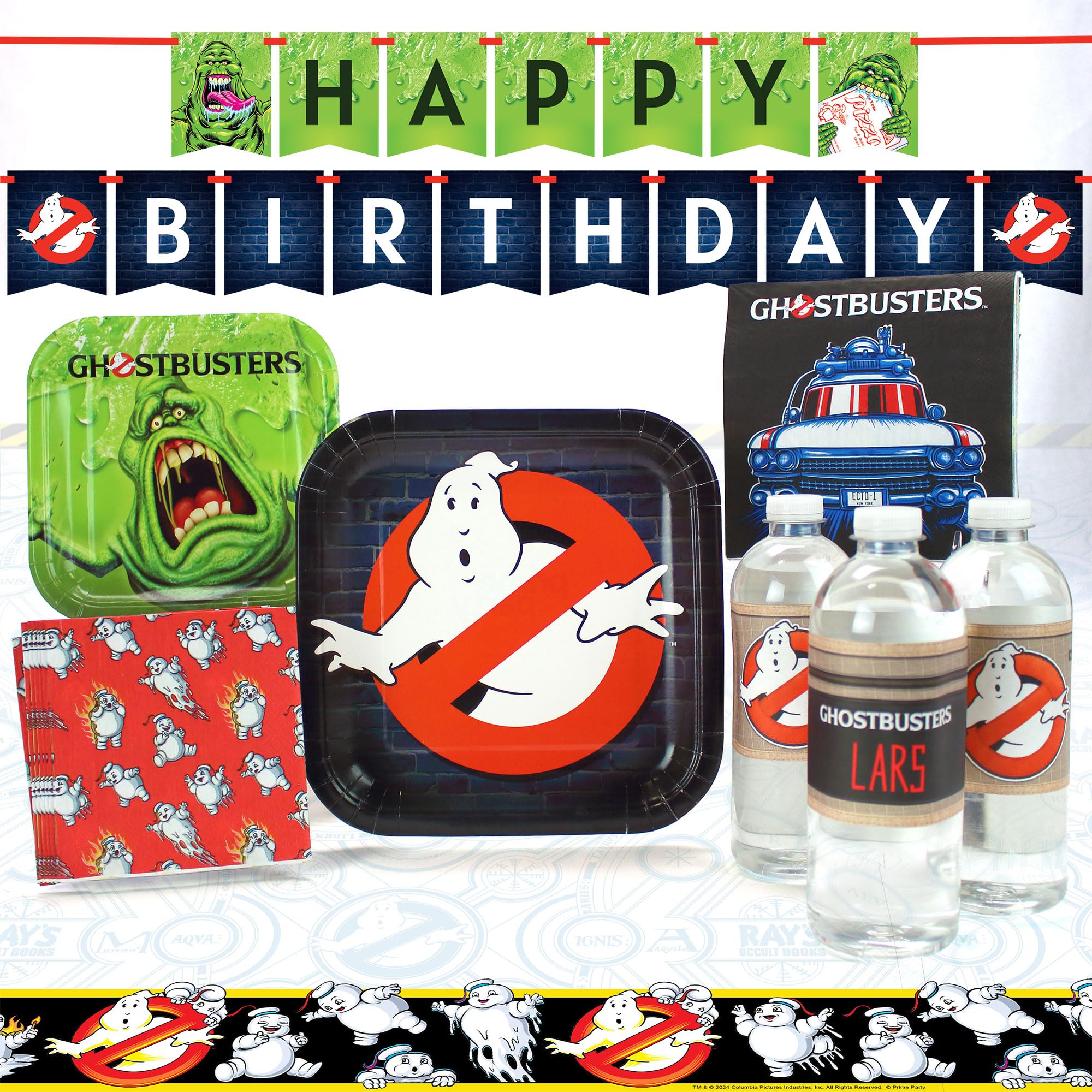 Ghostbusters Birthday Party Supplies (Standard Pack for 16) Dinner Plates, Dessert Plates, Bottle Labels, Luncheon Napkins, Beverage Napkins,