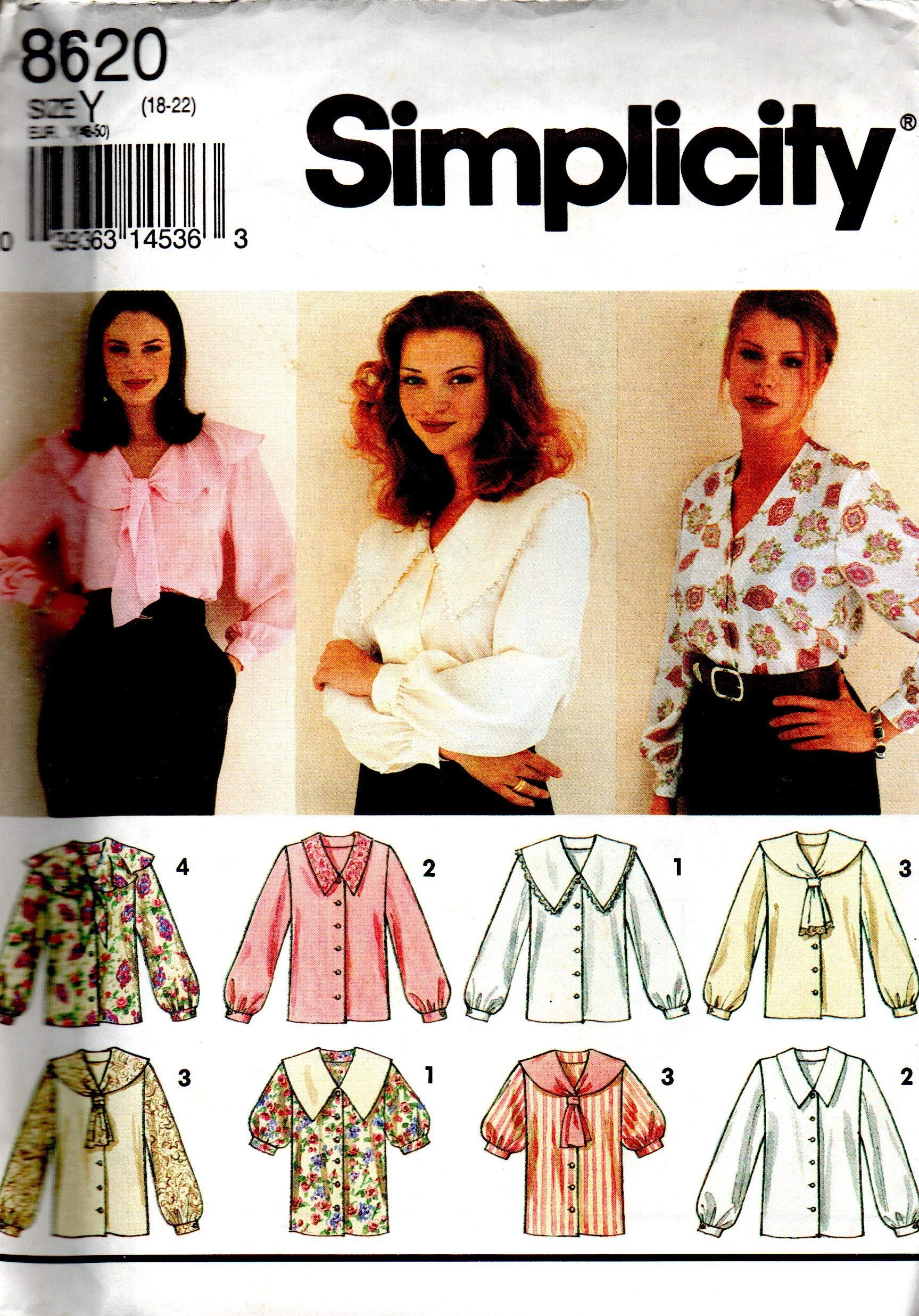 Blouse femme patron Simplicity 8620 taille Y chic au bureau