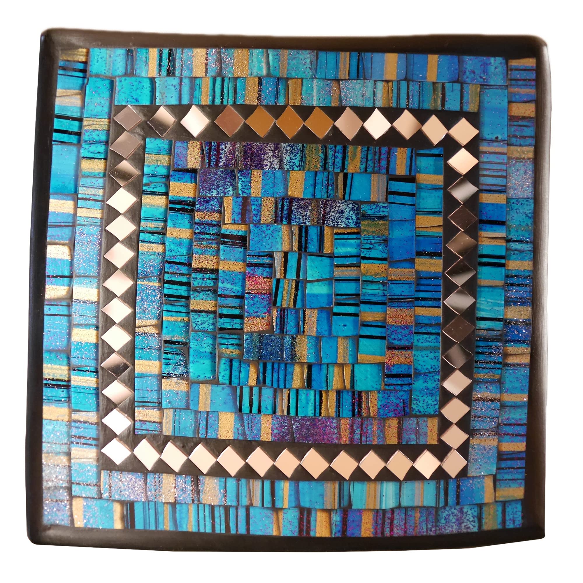 ART-CRAFT Dekoschale Mosaikschale Türkis mit Spiegel Tonscha