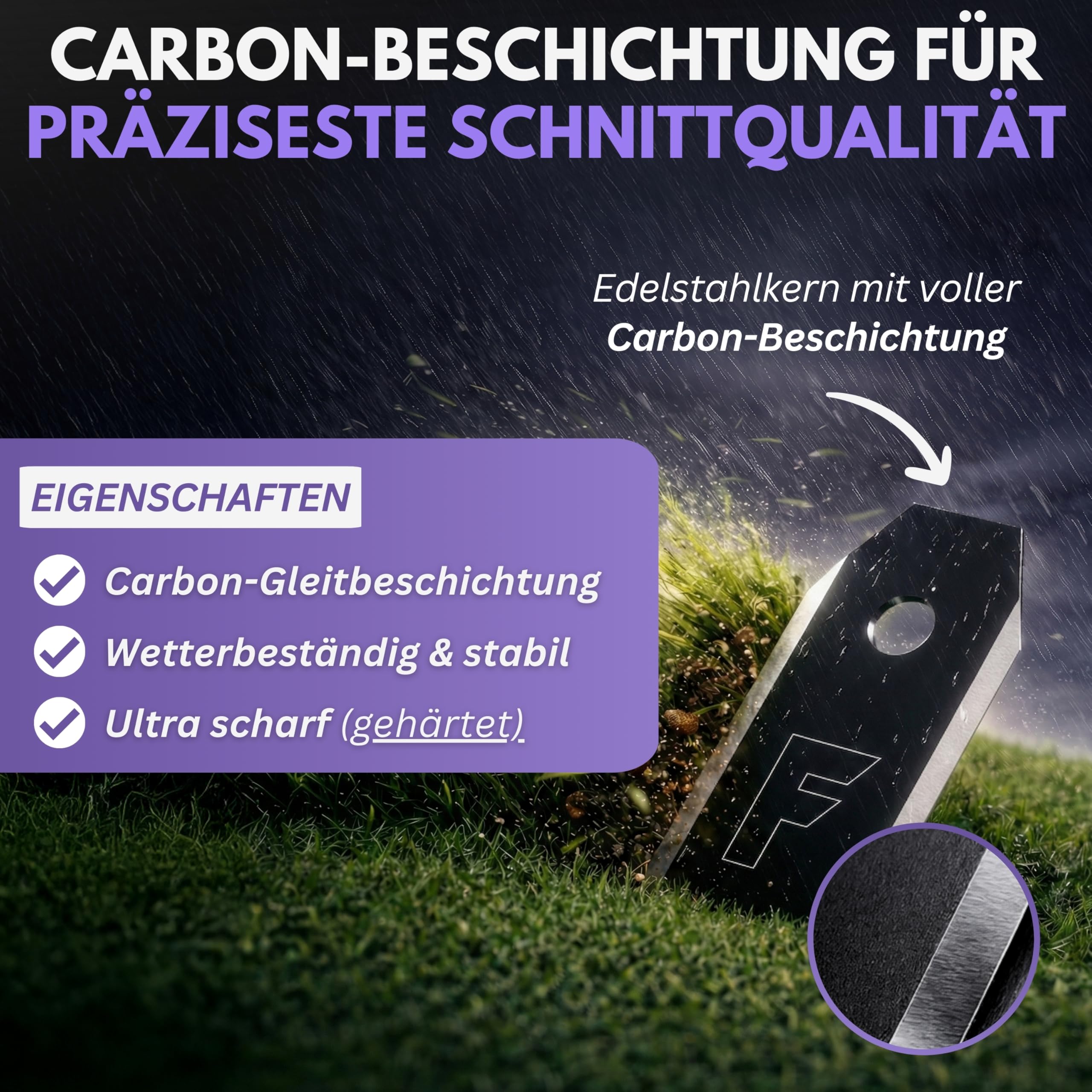 Filzada® 45x Mähroboter Messer CARBON inkl. Schrauben - Ersatzmesser für Rasenmäher kompatibel mit Husqvarna Mähroboter, Gardena Sileno & Yard Force - Geeignet für Husqvarna Automower Messer