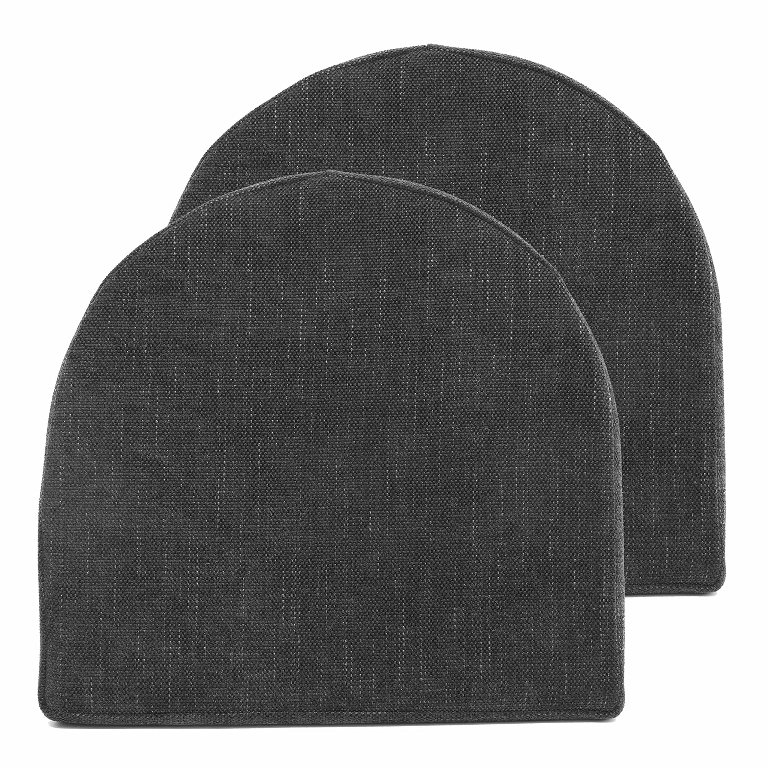 Sweet Home Collection Chair Cushions 100% High Density Memory Foam Pads U Shaped 17" x 16"Non-Slip Skid Rubber Back Seat Cover, 2 Count (Pack of 1), Black