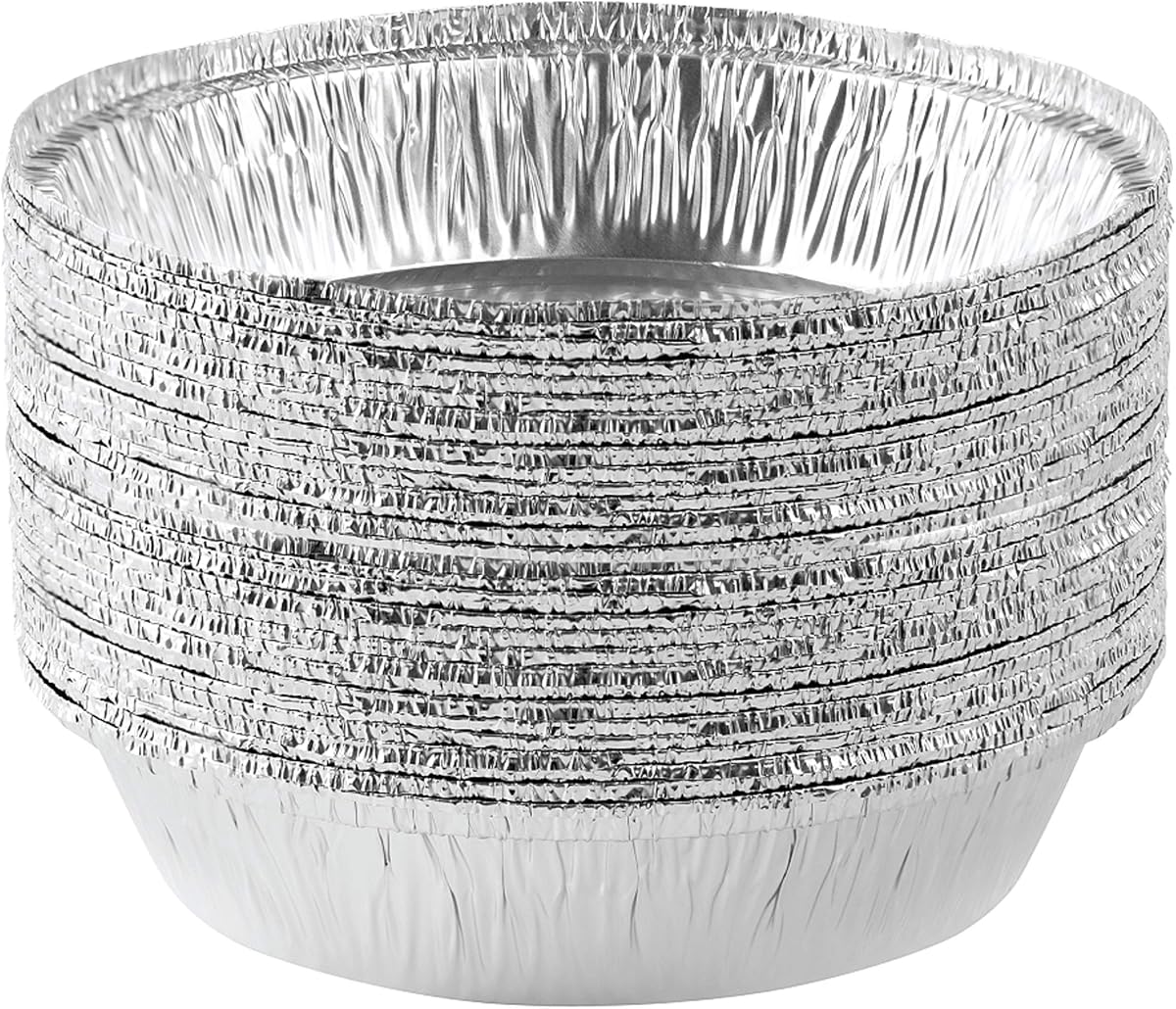 PLASTICPRO 7'' Inch Round Tin Foil Pans Disposable Aluminum Pack of 20