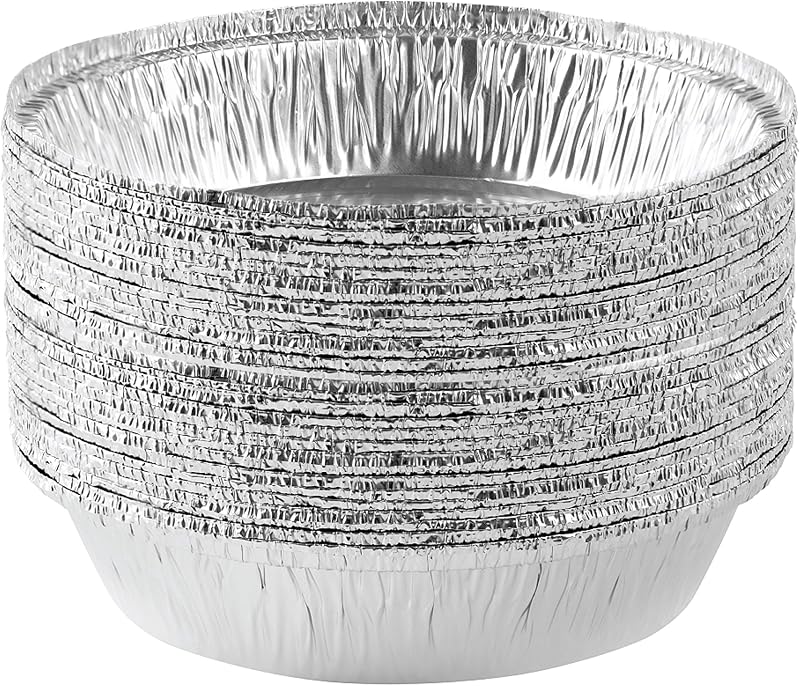PLASTICPRO 7'' Inch Round Tin Foil Pans Disposable Aluminum Pack of 20